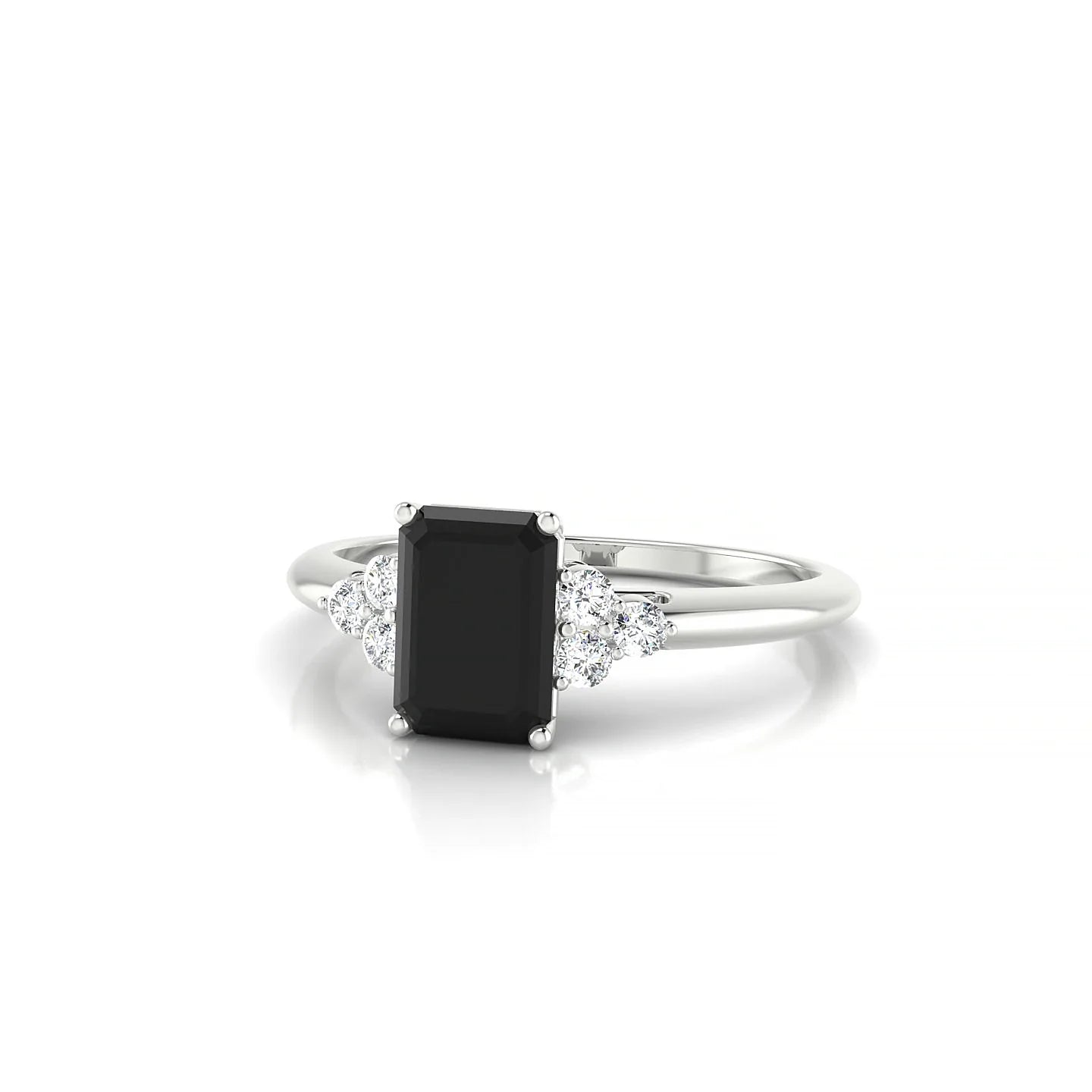 Mirage | 18k White Gold 7 x 5 mm Emerald Black Diamond Ring