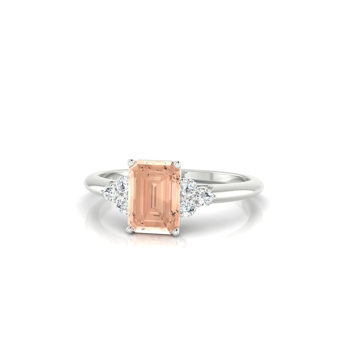 Mirage | 18k White Gold 7 x 5 mm Emerald Morganite Ring