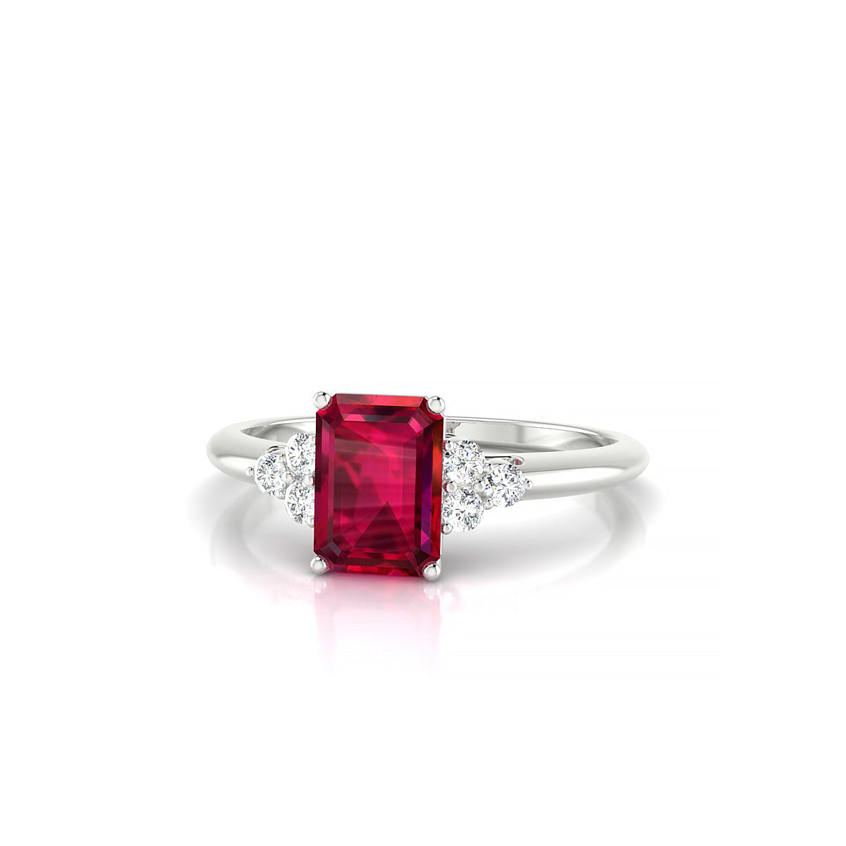 Mirage | 18k White Gold 7 x 5 mm Emerald Ruby Ring
