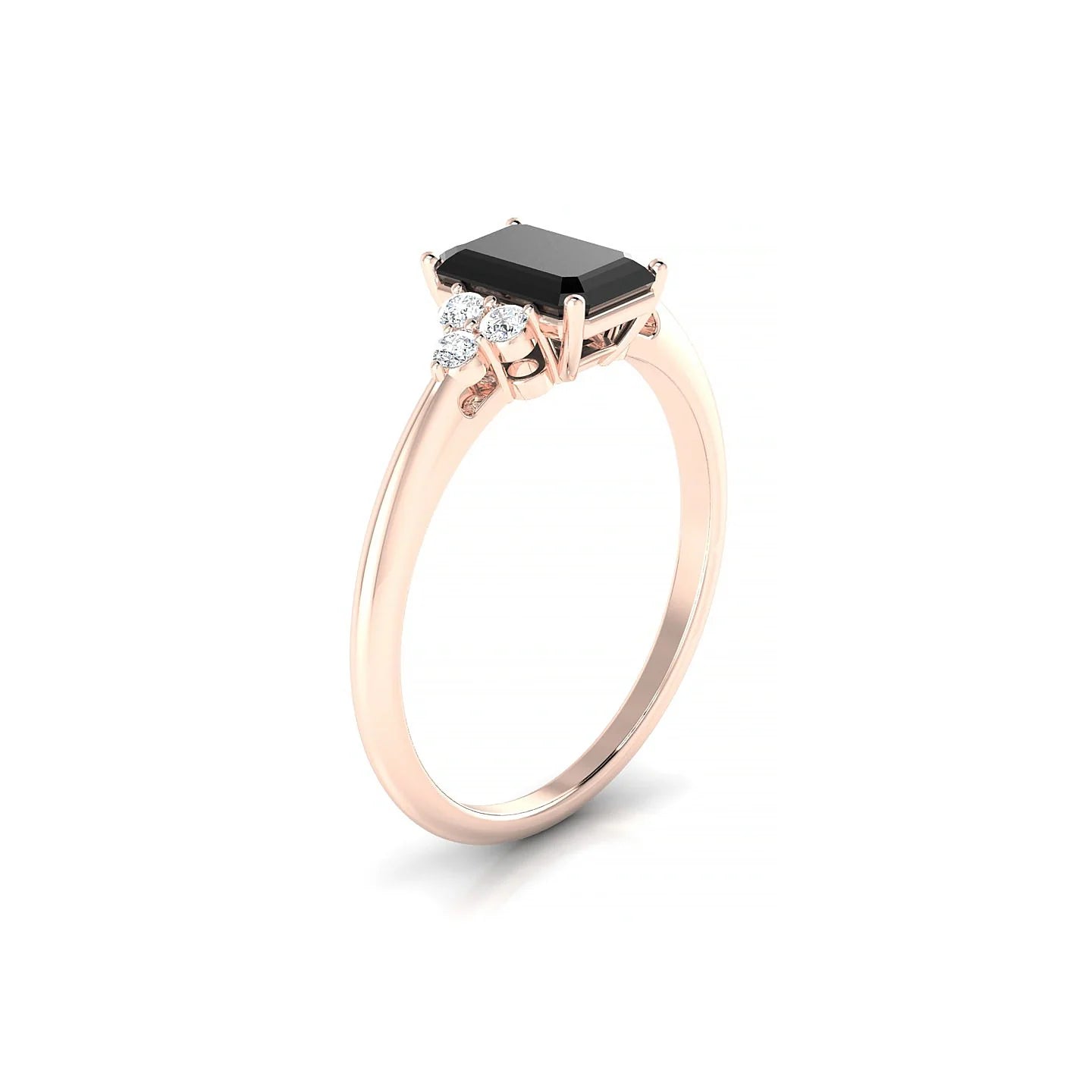 Mirage | 18k Rose Gold 7 x 5 mm Emerald Black Diamond Ring
