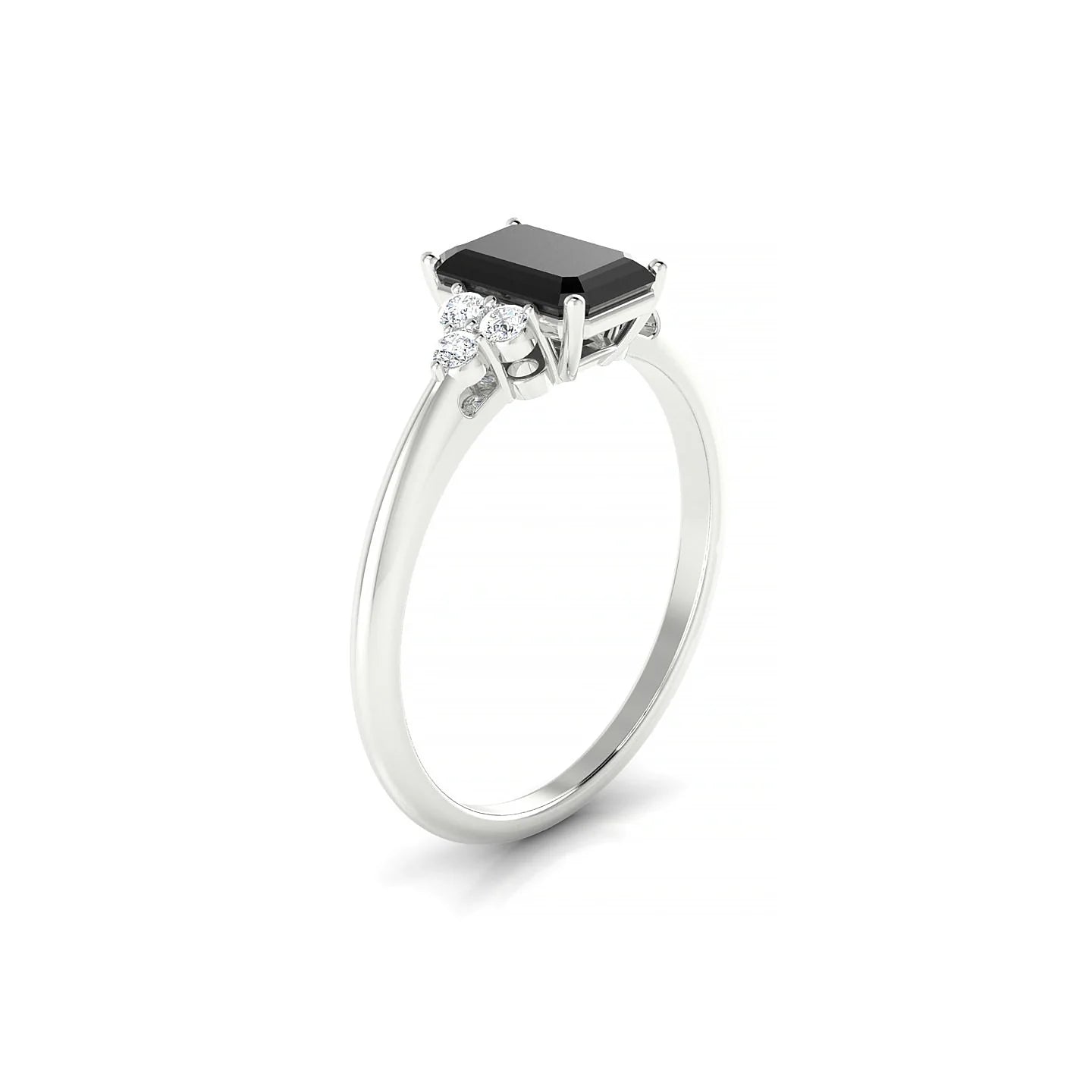 Mirage | 18k White Gold 7 x 5 mm Emerald Black Diamond Ring