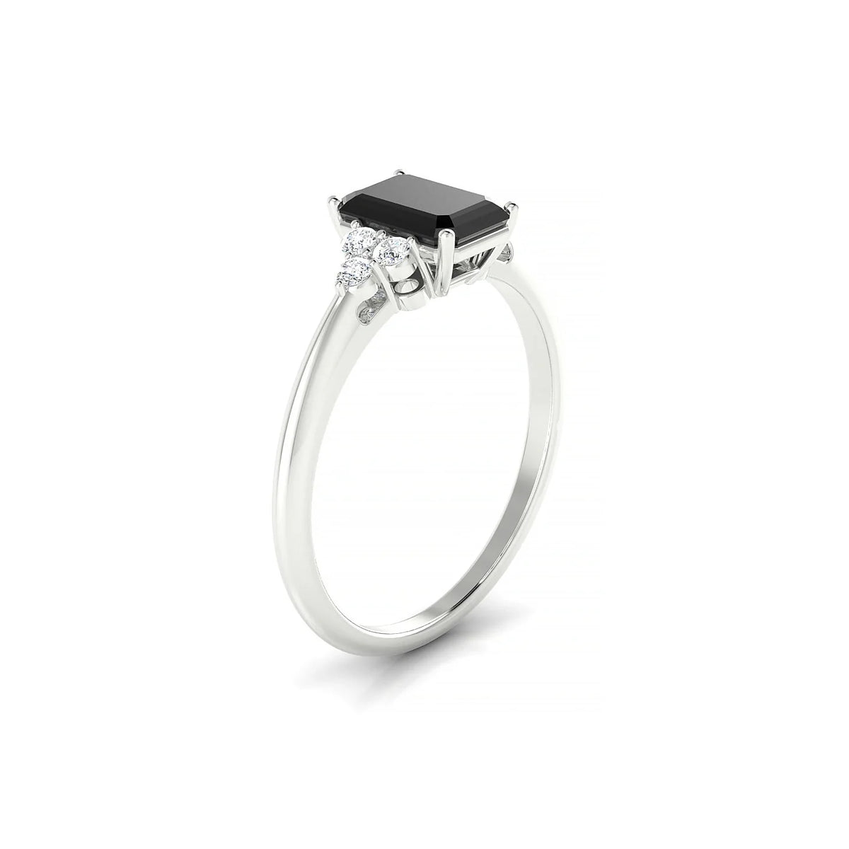 Mirage | 18k White Gold 7 x 5 mm Emerald Black Diamond Ring