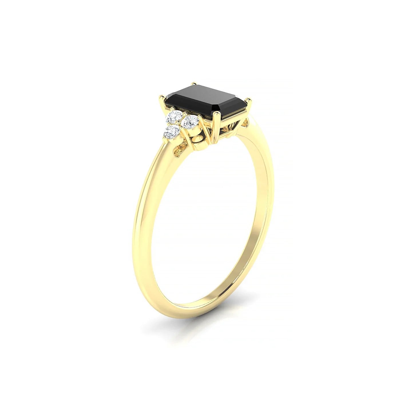 Mirage | 18k Yellow Gold 7 x 5 mm Emerald Black Diamond Ring