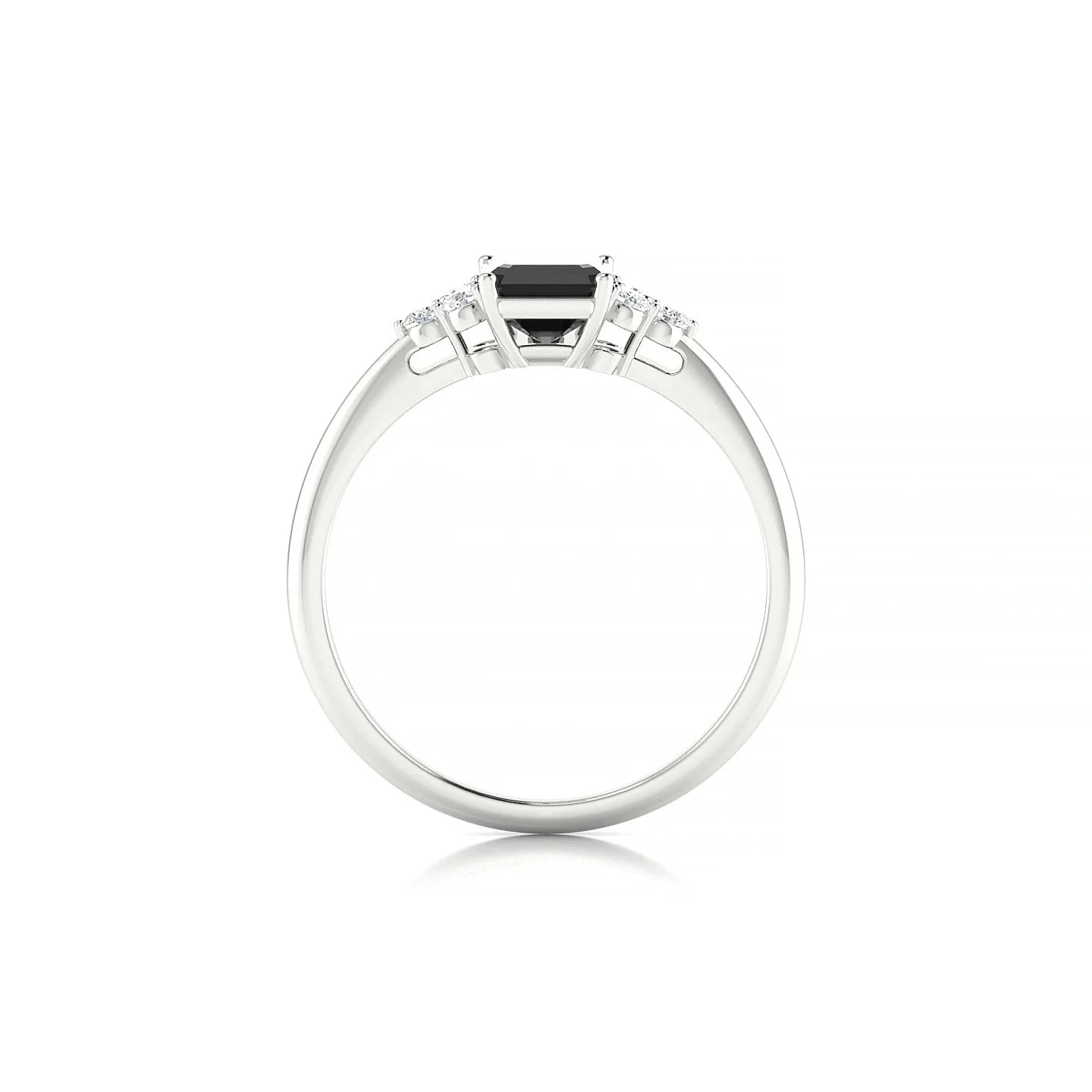 Mirage | 18k White Gold 7 x 5 mm Emerald Black Diamond Ring