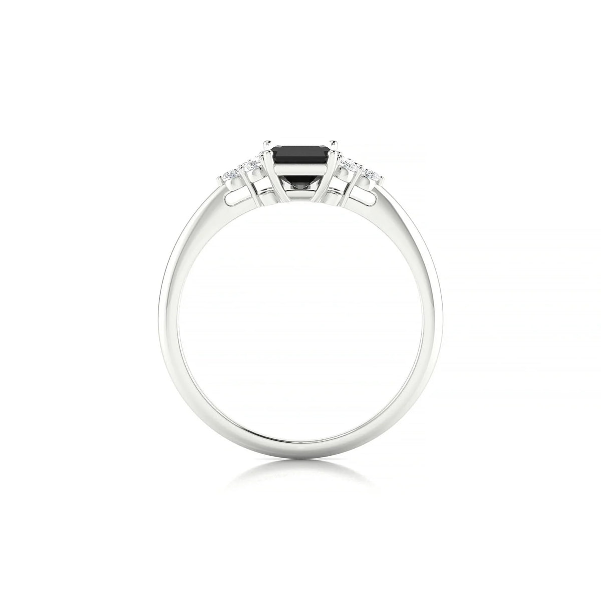 Mirage | 18k White Gold 7 x 5 mm Emerald Black Diamond Ring