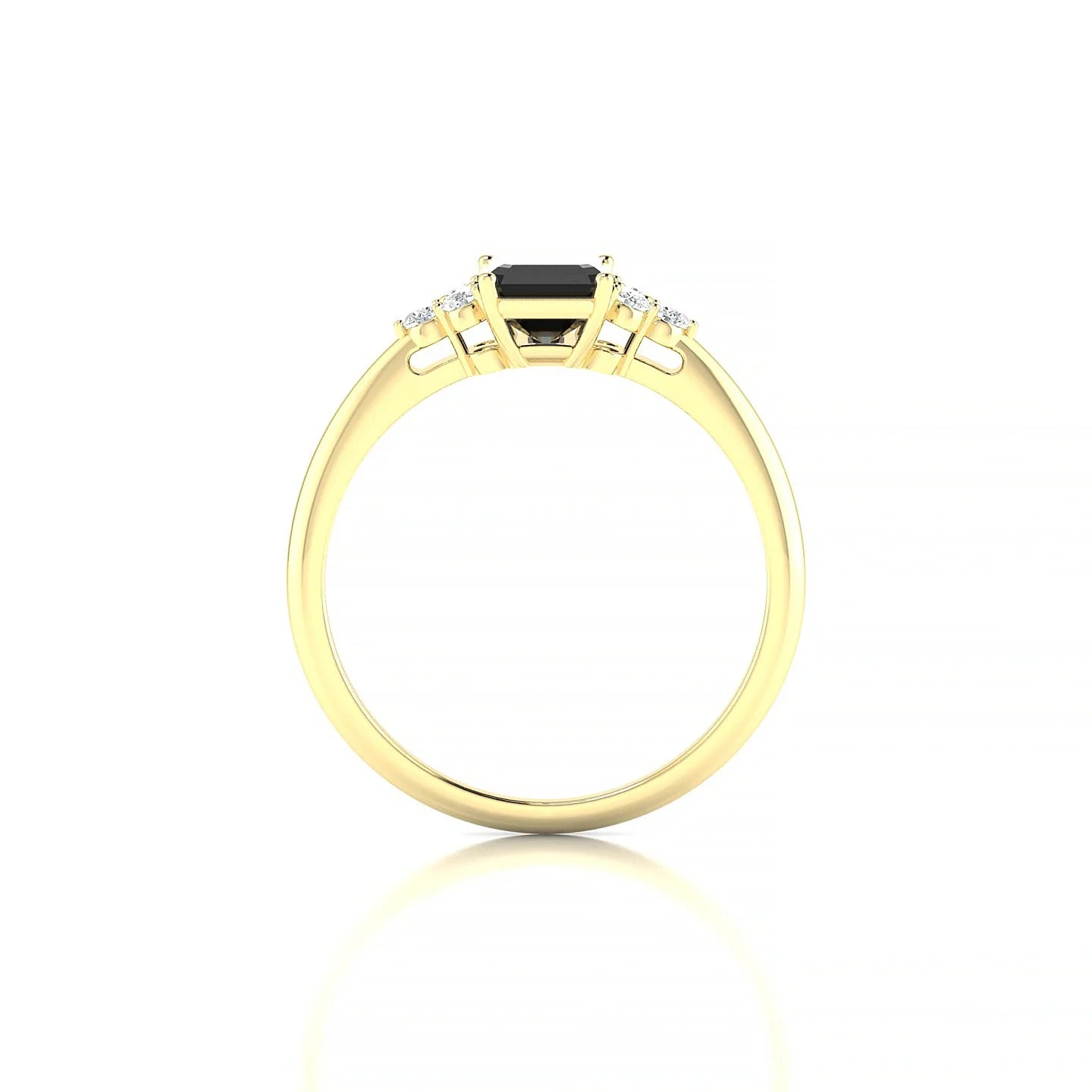Mirage | 18k Yellow Gold 7 x 5 mm Emerald Black Diamond Ring