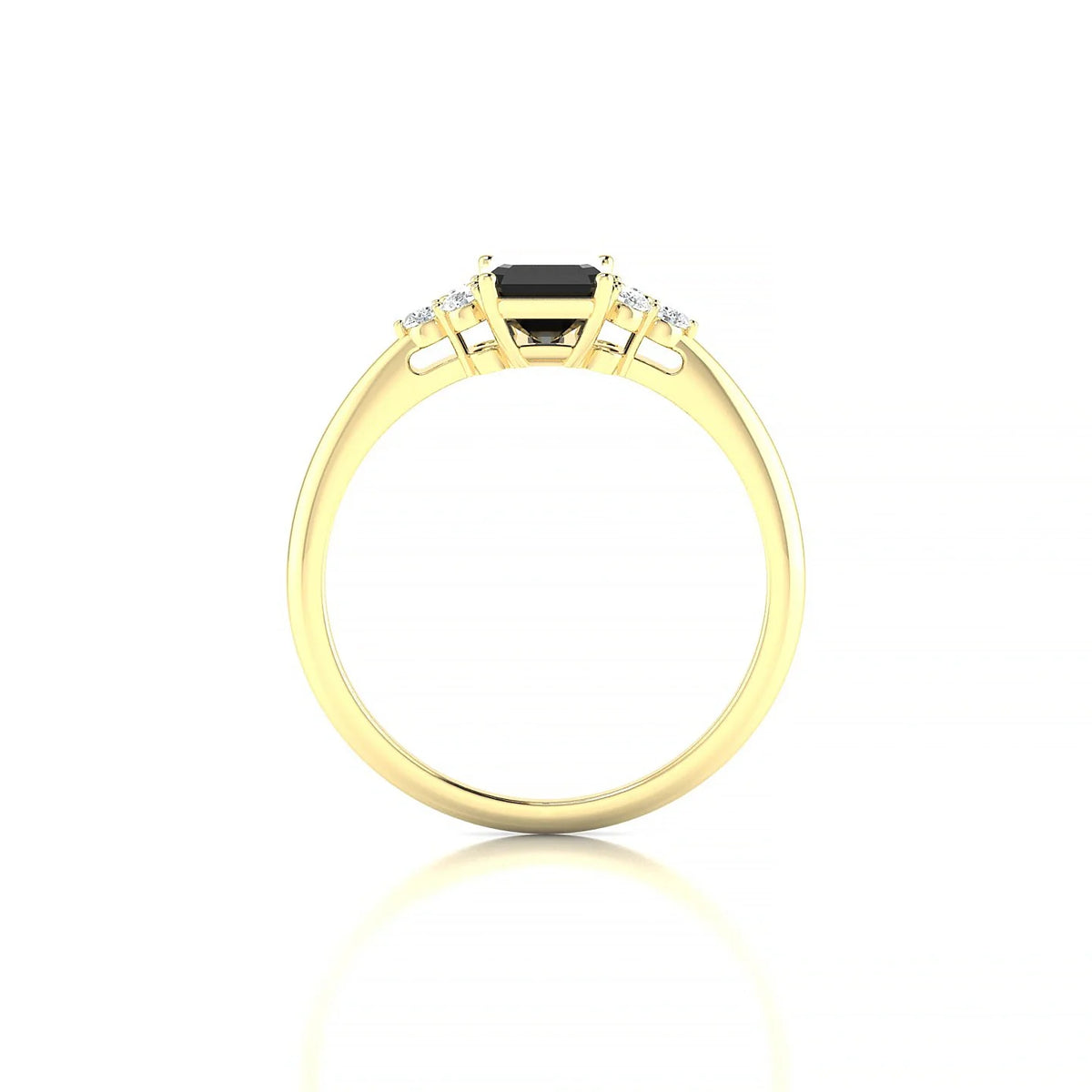 Mirage | 18k Yellow Gold 7 x 5 mm Emerald Black Diamond Ring