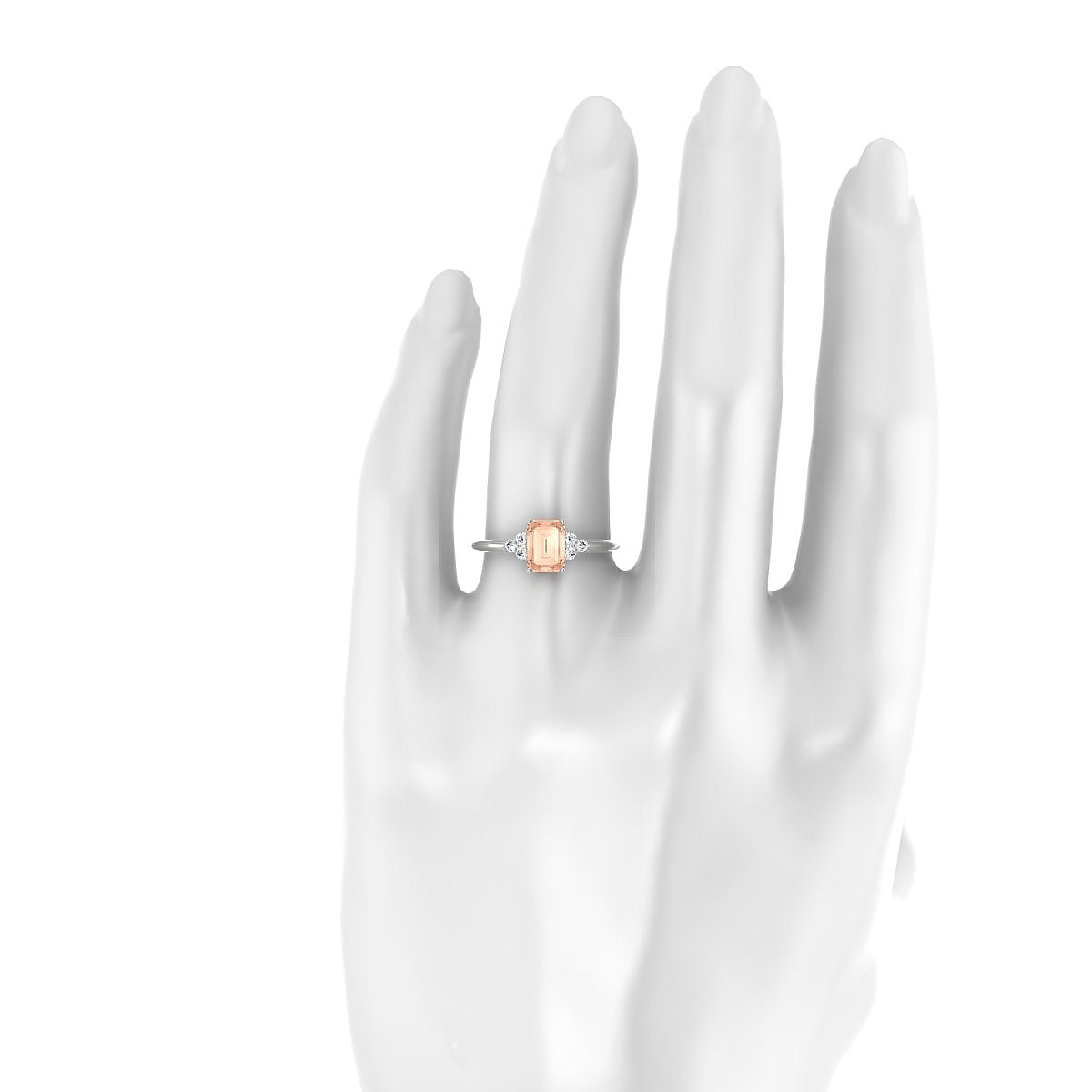 Mirage | 18k White Gold 7 x 5 mm Emerald Morganite Ring