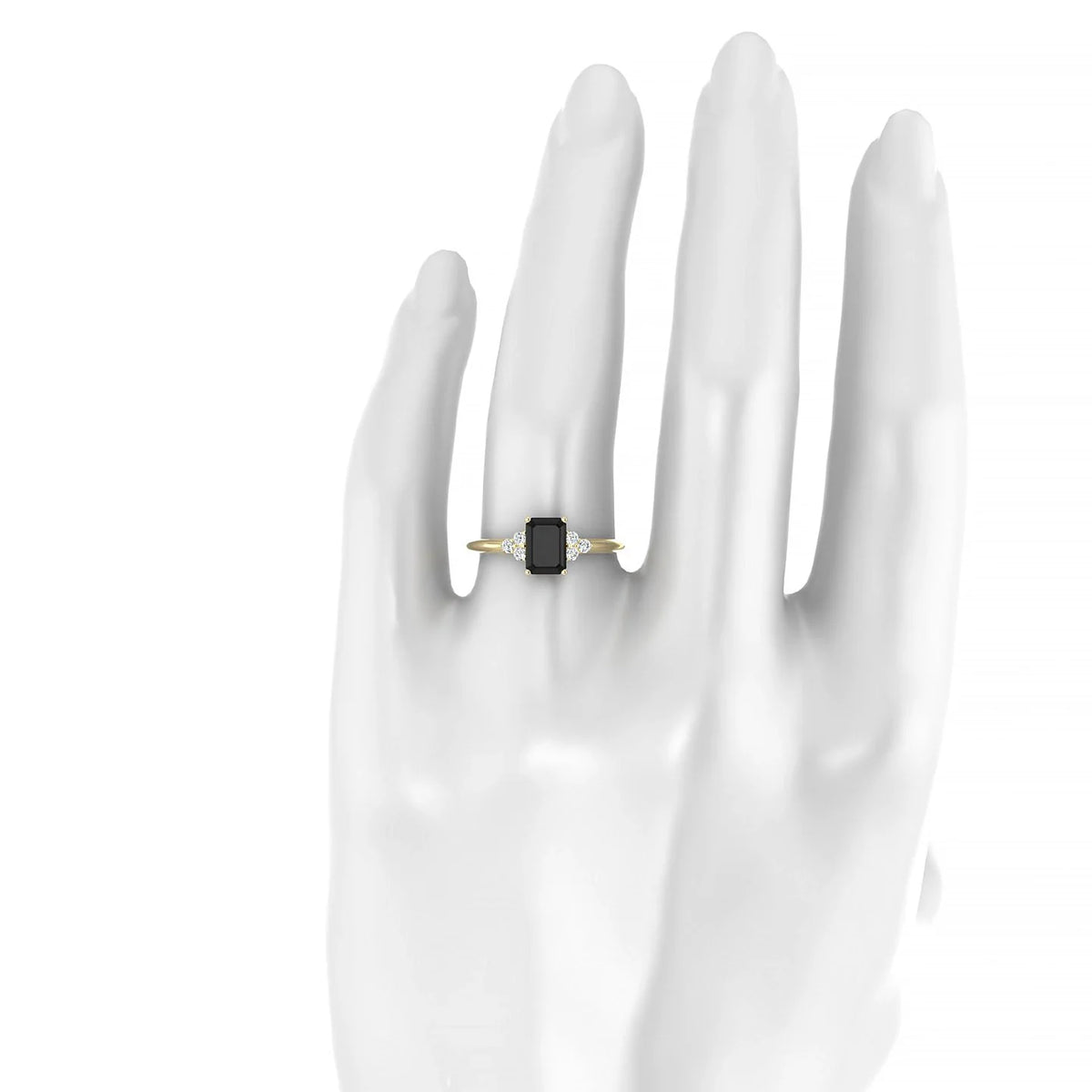 Mirage | 18k Yellow Gold 7 x 5 mm Emerald Black Diamond Ring