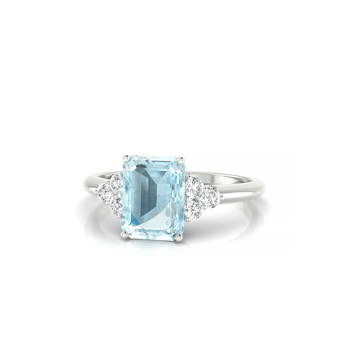 Mirage | 18k White Gold 8 x 6 mm Emerald Aquamarine Ring