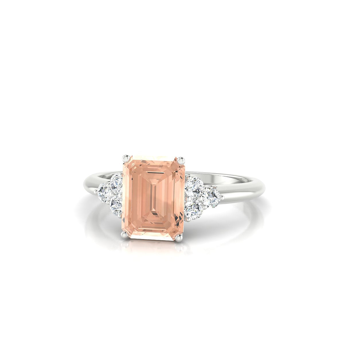Mirage | 18k White Gold 8 x 6 mm Emerald Morganite Ring