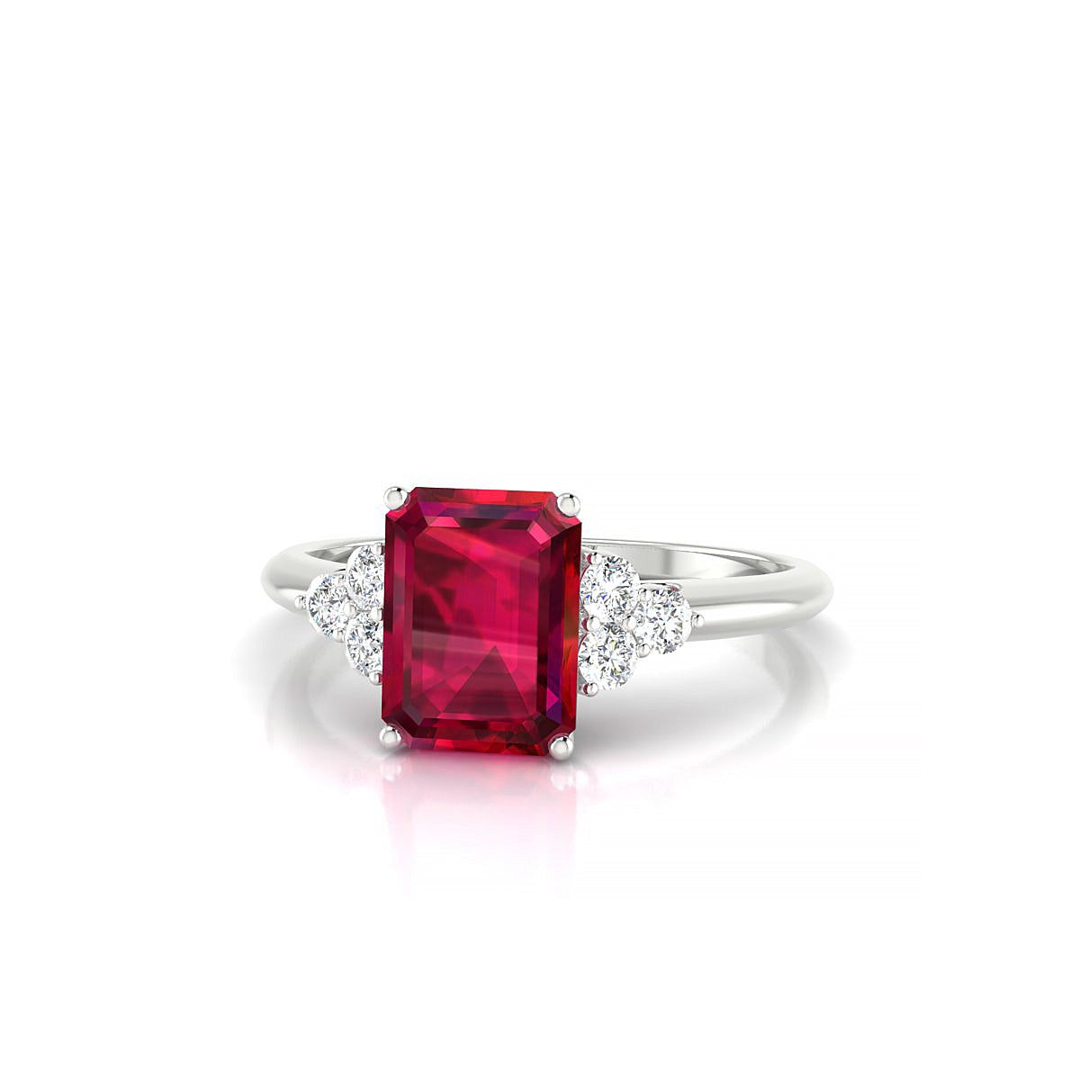 Mirage | 18k White Gold 8 x 6 mm Emerald Ruby Ring