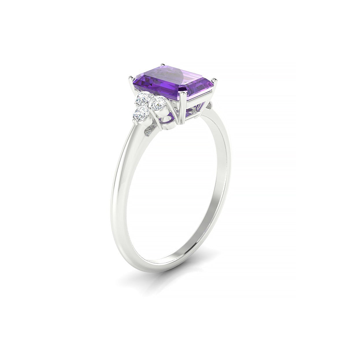 Mirage | 18k White Gold 8 x 6 mm Emerald Amethyst Ring