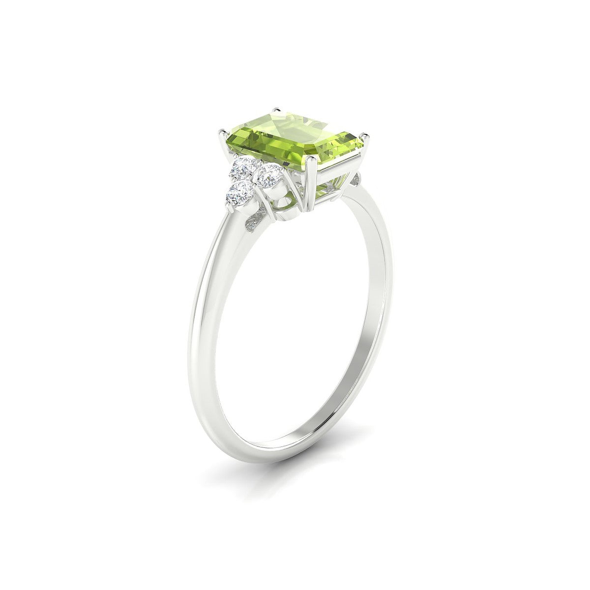 Mirage | 18k White Gold 8 x 6 mm Emerald Peridot Ring