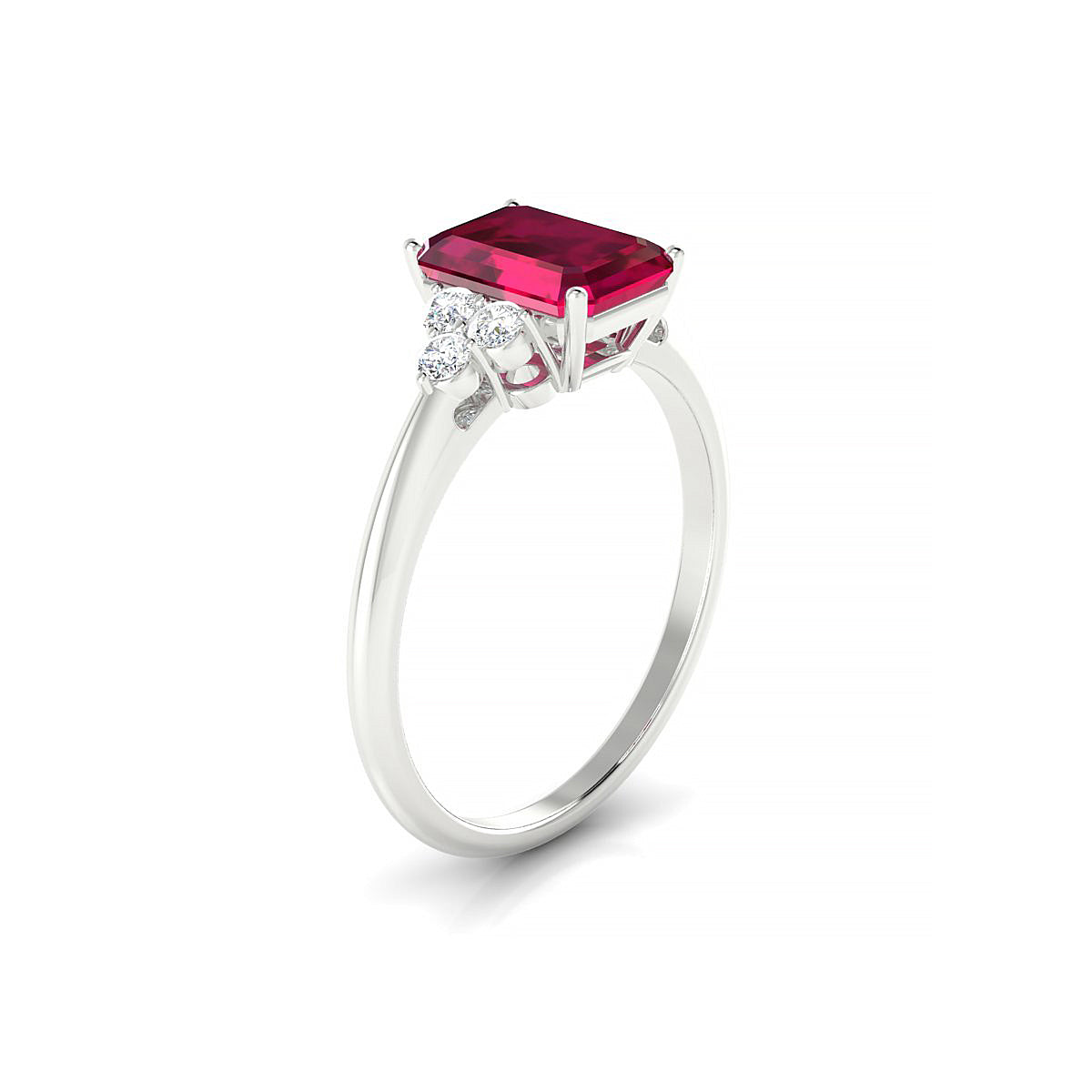 Mirage | 18k White Gold 8 x 6 mm Emerald Ruby Ring