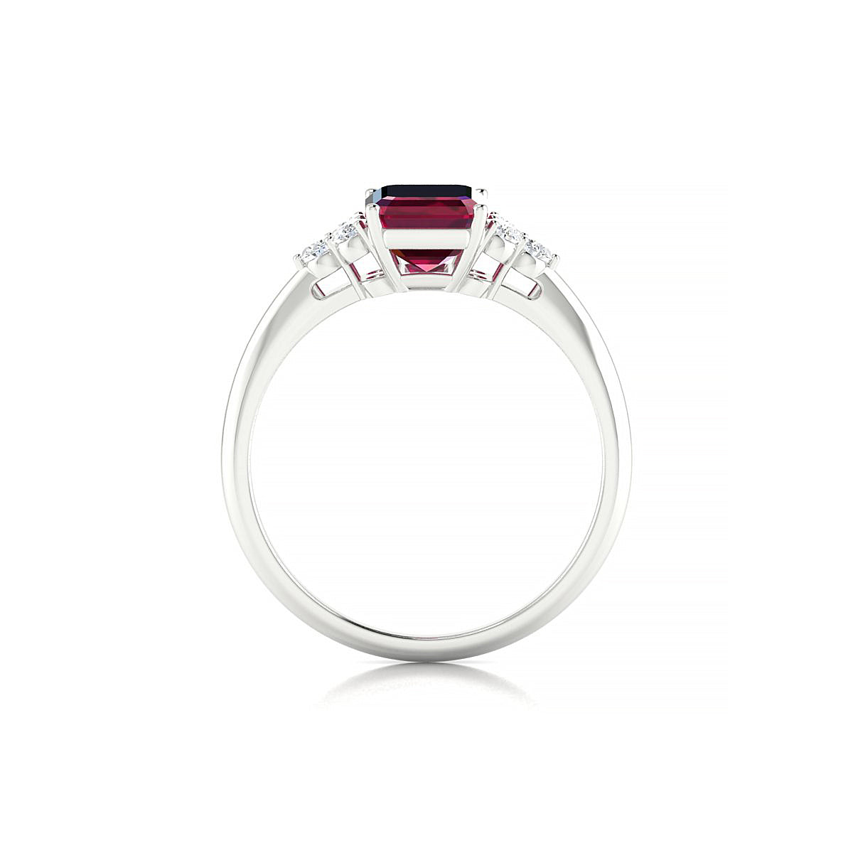 Mirage | 18k White Gold 8 x 6 mm Emerald Ruby Ring