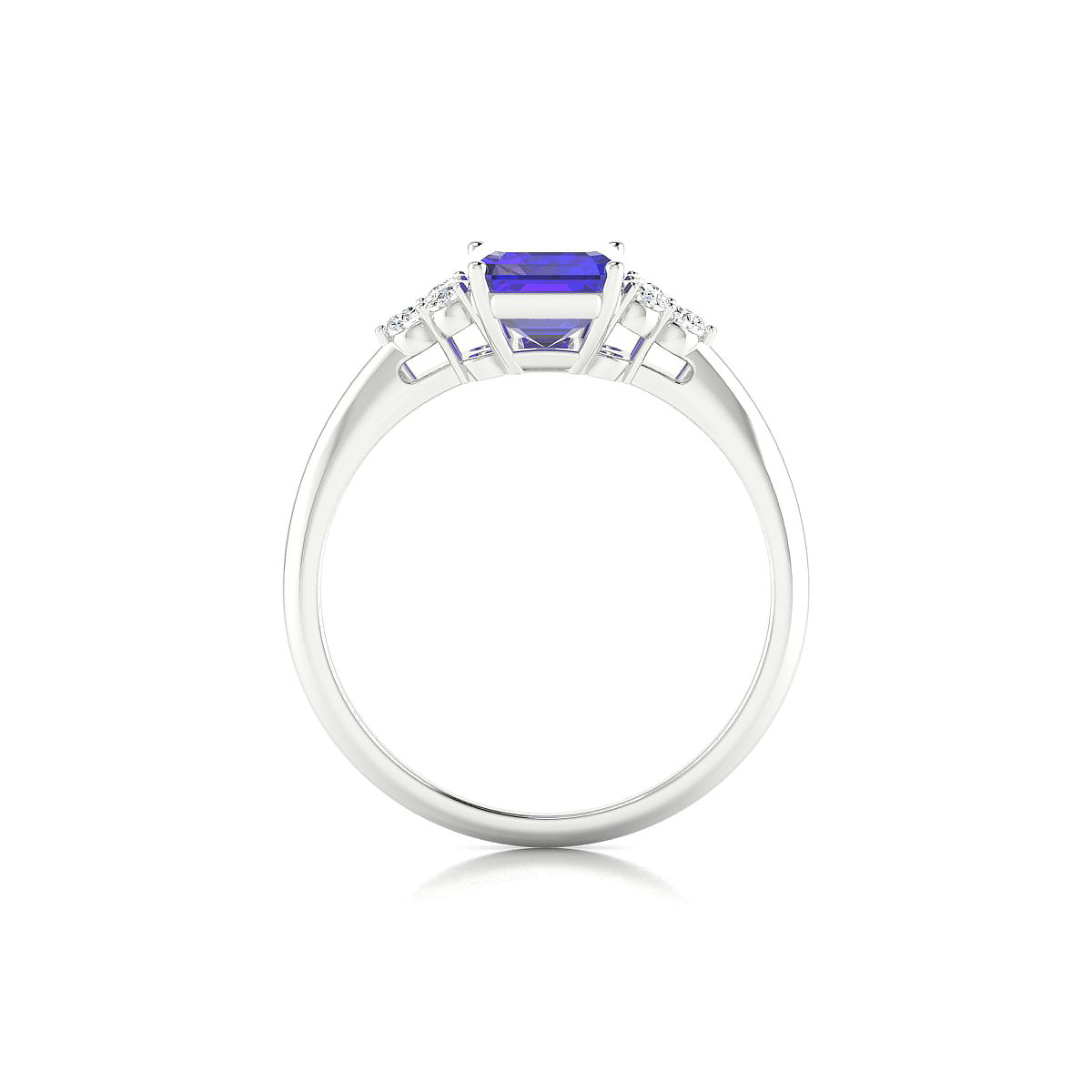 Mirage | 18k White Gold 8 x 6 mm Emerald Tanzanite Ring