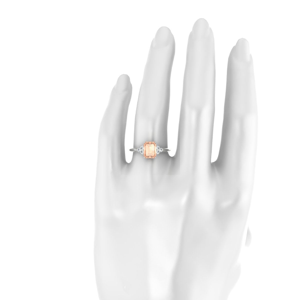 Mirage | 18k White Gold 8 x 6 mm Emerald Morganite Ring