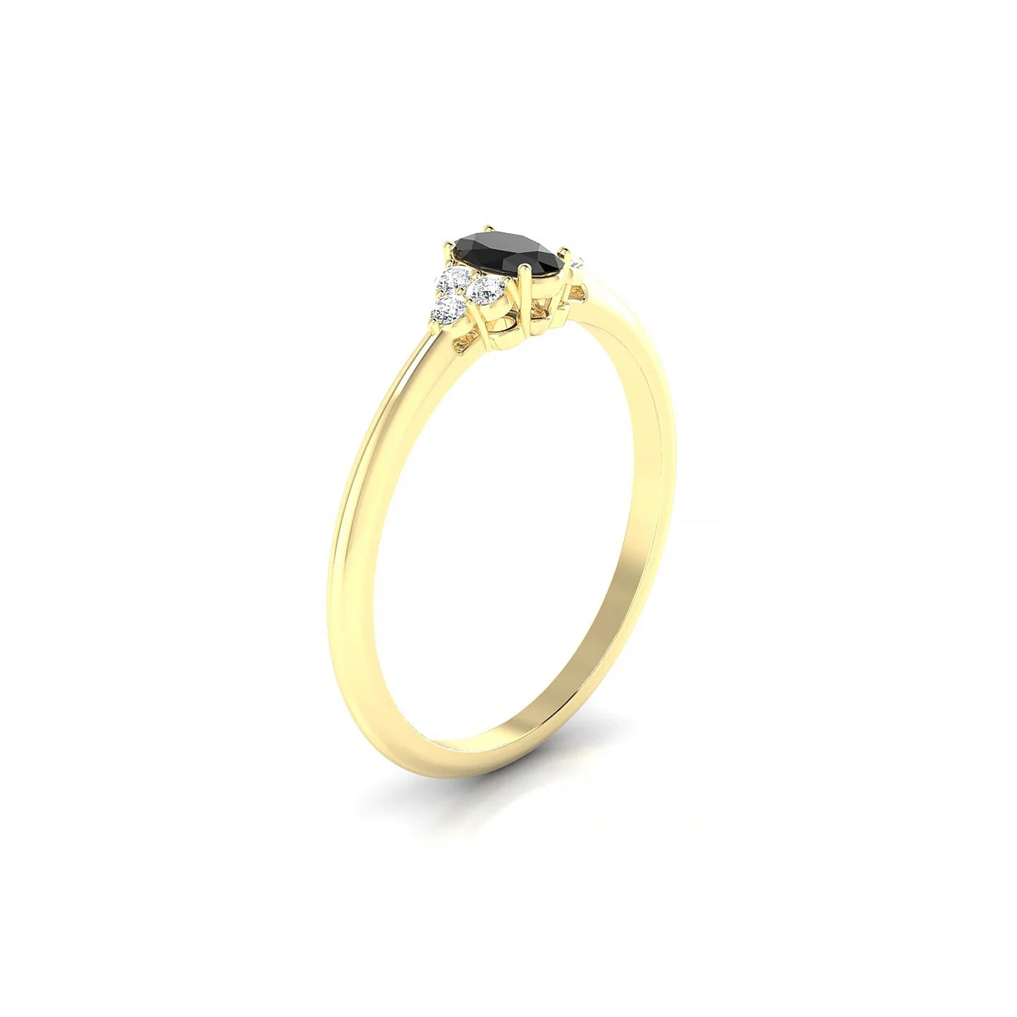 Mirage | 18k Yellow Gold 5 x 3 mm Oval Black Diamond Ring