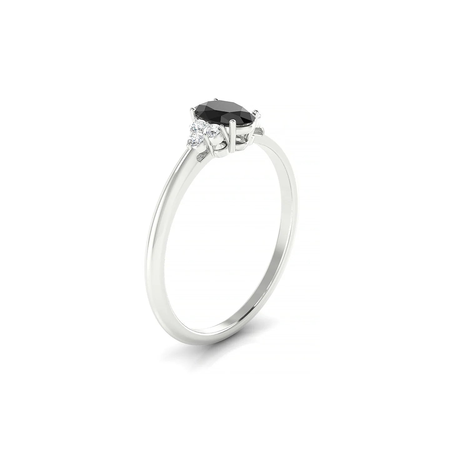Mirage | 18k White Gold 6 x 4 mm Oval Black Diamond Ring