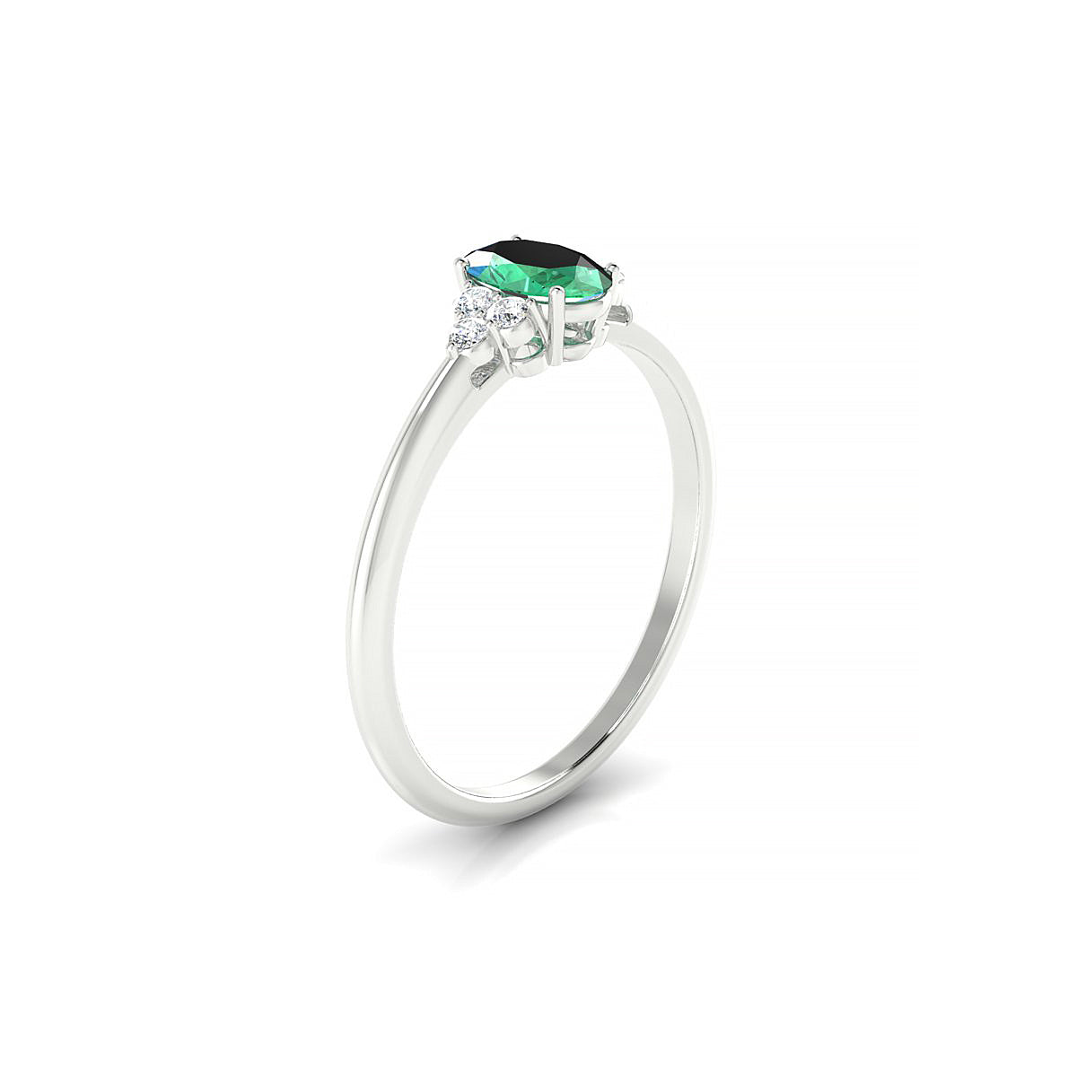 Mirage | 18k White Gold 6 x 4 mm Oval Emerald Ring