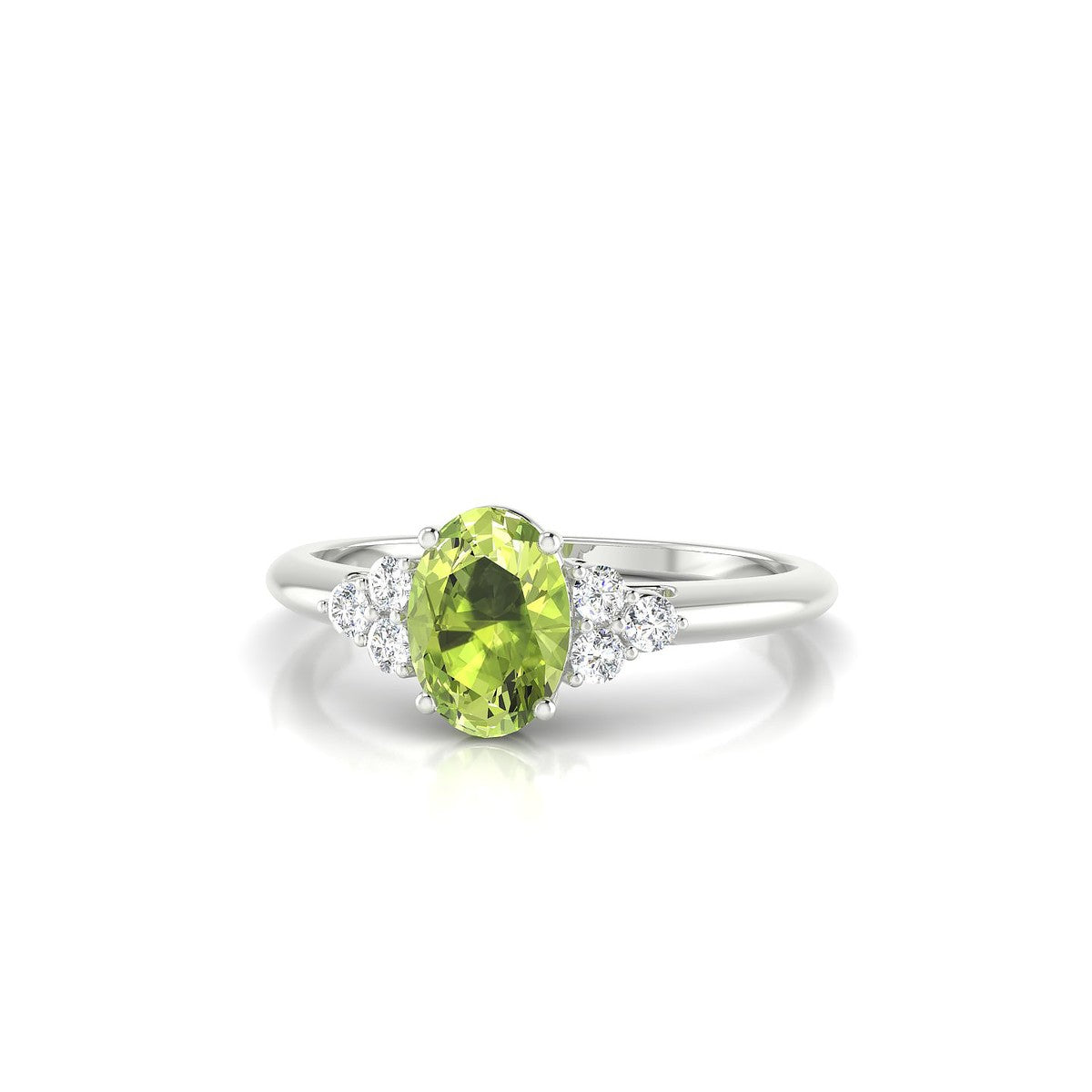 Mirage | 18k White Gold 7 x 5 mm Oval Peridot Ring