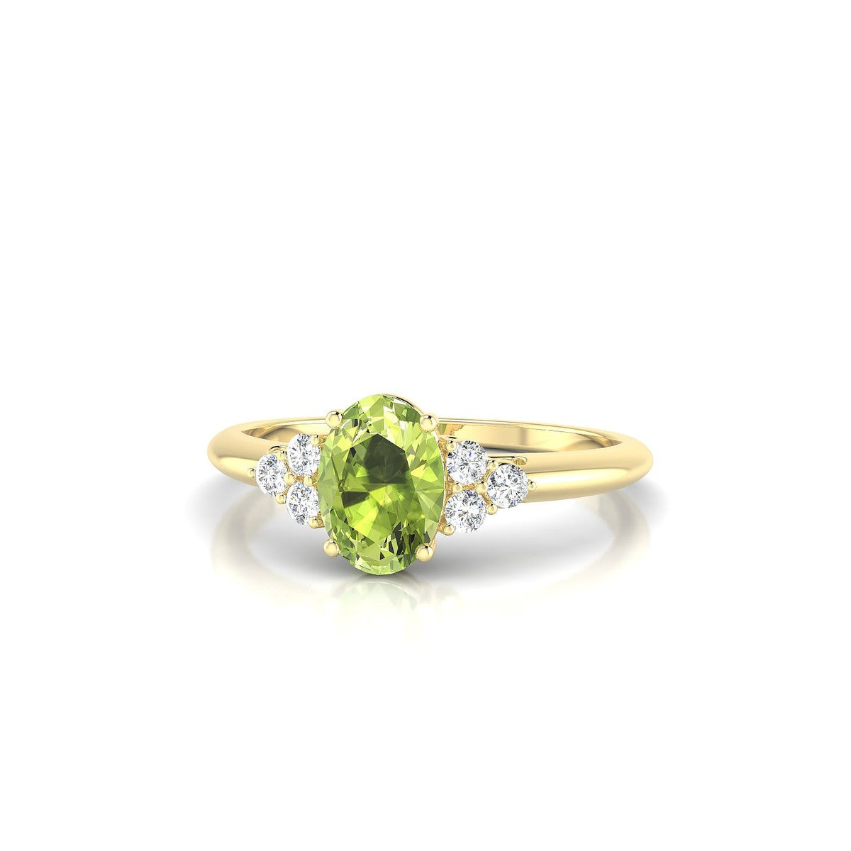 Mirage | 18k Yellow Gold 7 x 5 mm Oval Peridot Ring