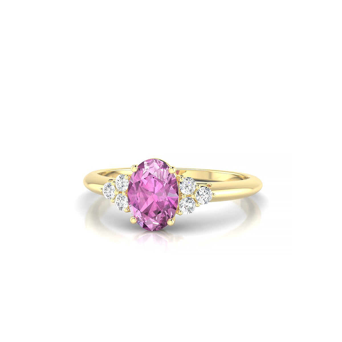 Mirage | 18k Yellow Gold 7 x 5 mm Oval Pink Sapphire Ring