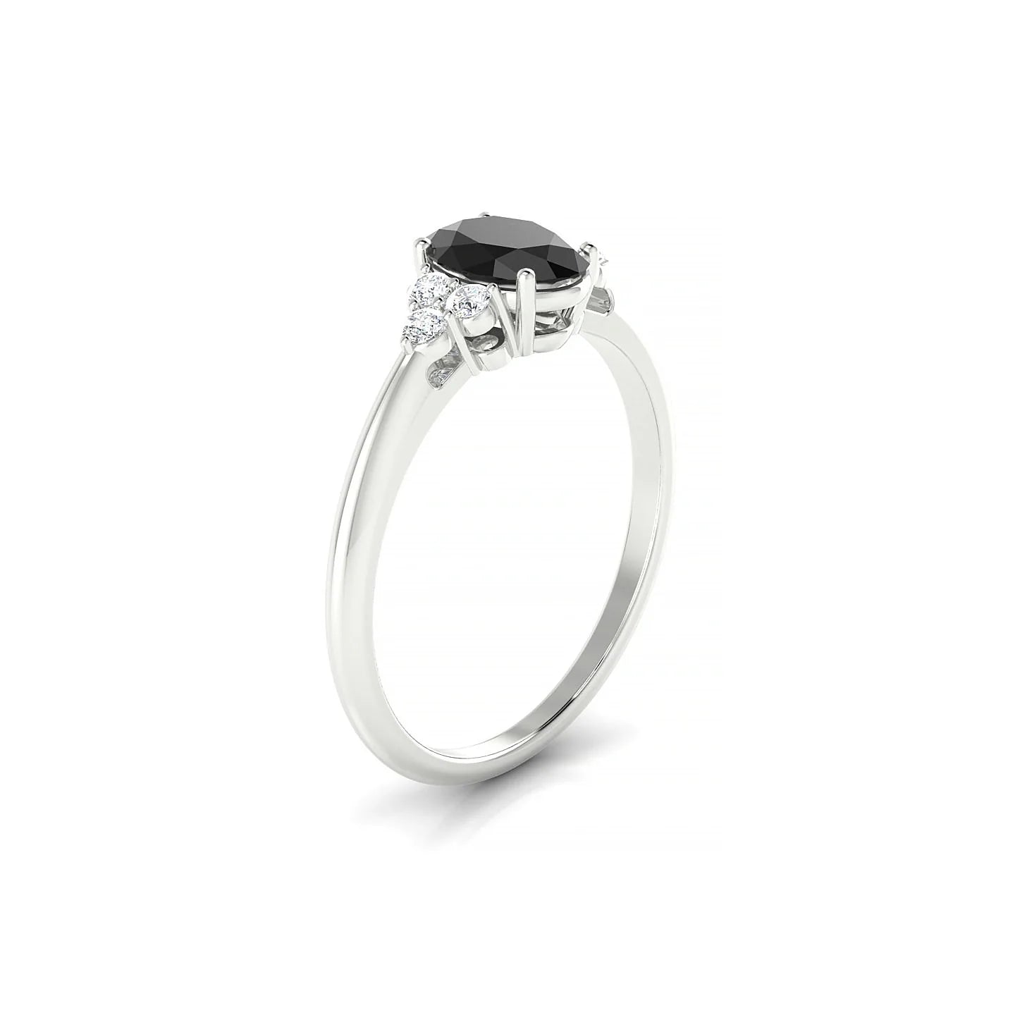 Mirage | 18k White Gold 7 x 5 mm Oval Black Diamond Ring