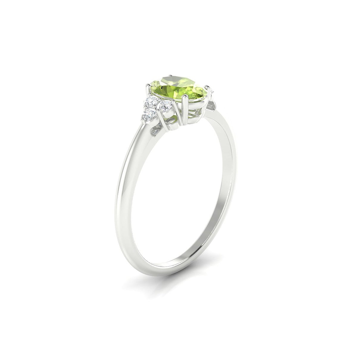Mirage | 18k White Gold 7 x 5 mm Oval Peridot Ring