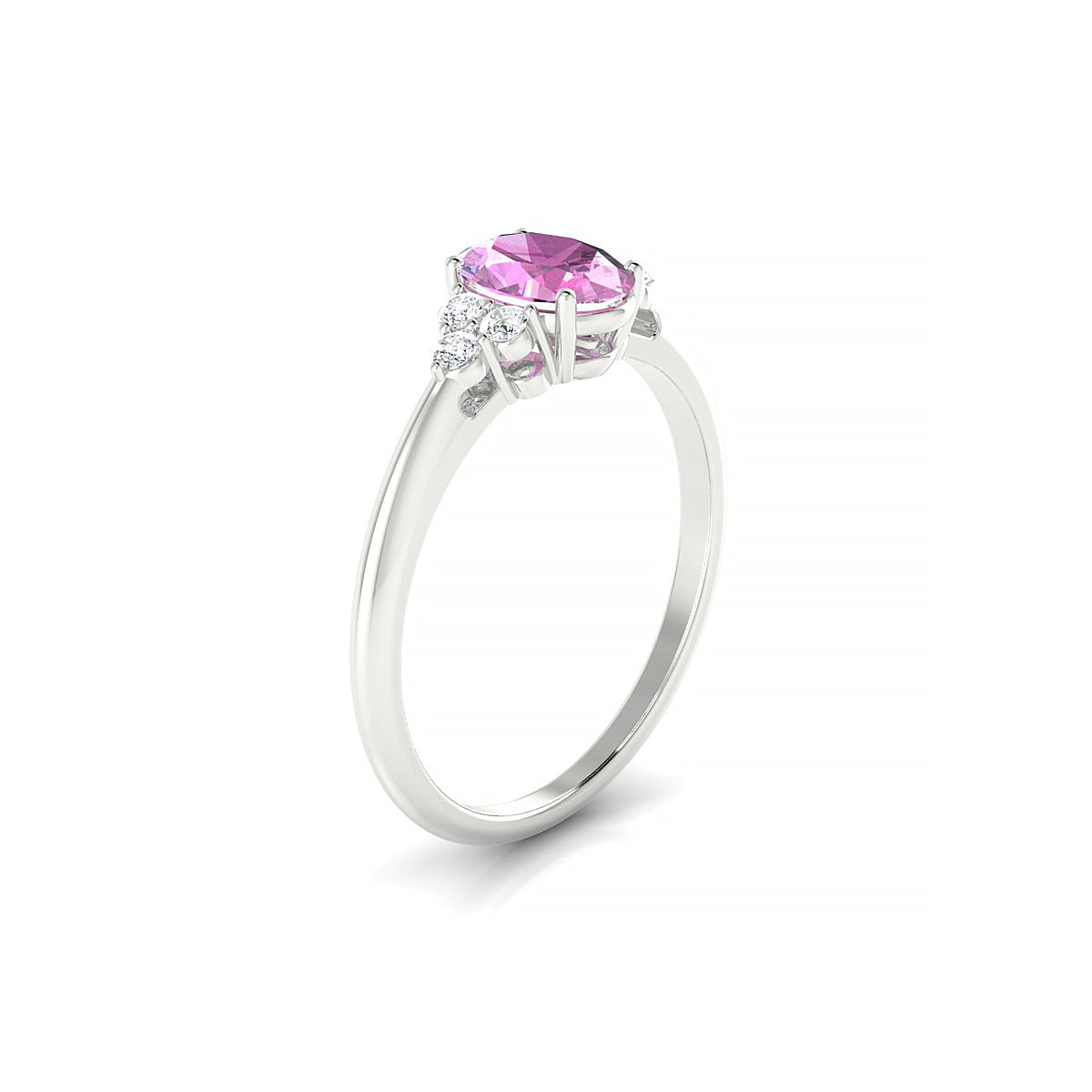 Mirage | 18k White Gold 7 x 5 mm Oval Pink Sapphire Ring