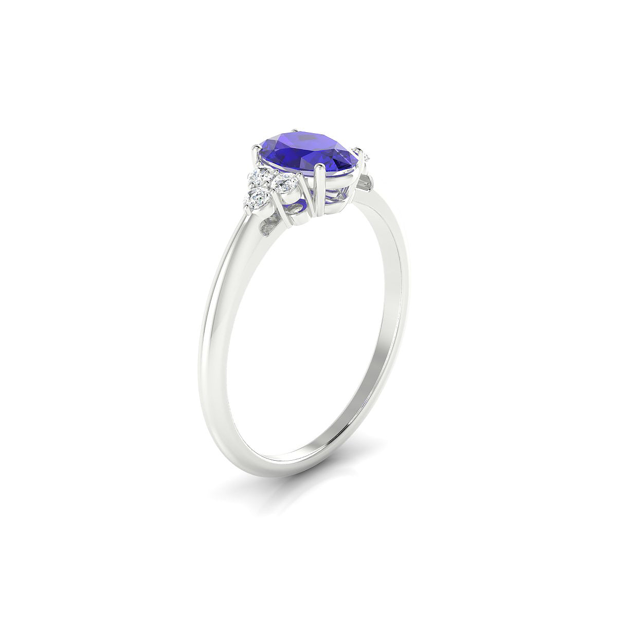 Mirage | 18k White Gold 7 x 5 mm Oval Tanzanite Ring