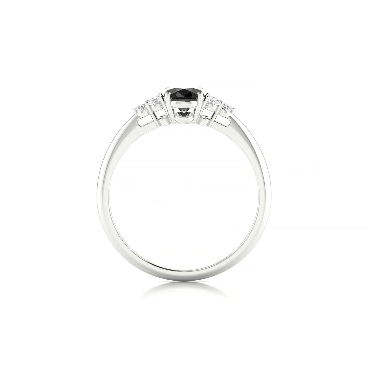 Mirage | 18k White Gold 7 x 5 mm Oval Black Diamond Ring