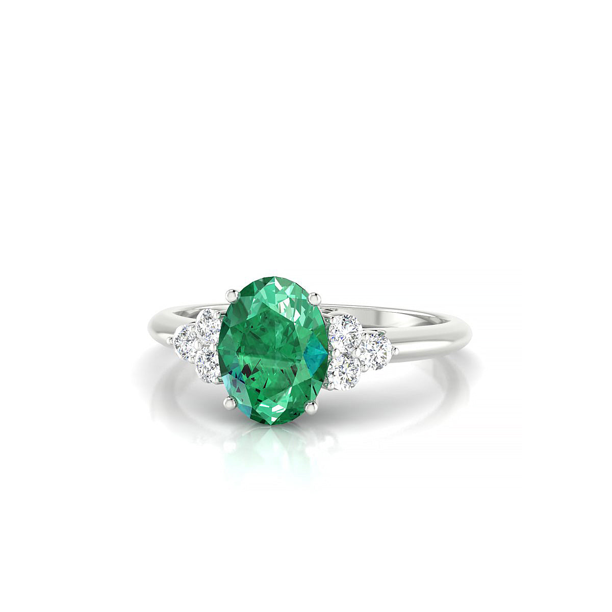 Mirage | 18k White Gold 8 x 6 mm Oval Emerald Ring