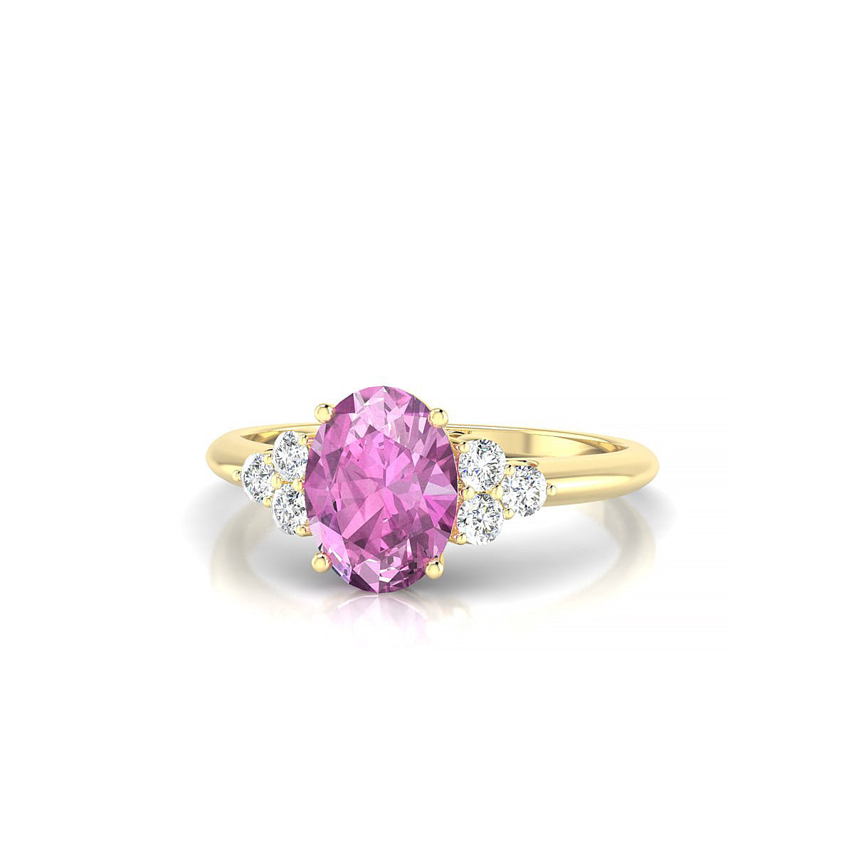 Mirage | 18k Yellow Gold 8 x 6 mm Oval Pink Sapphire Ring