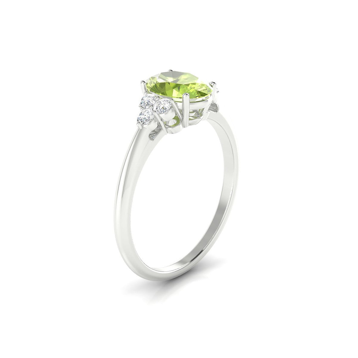 Mirage | 18k White Gold 8 x 6 mm Oval Peridot Ring