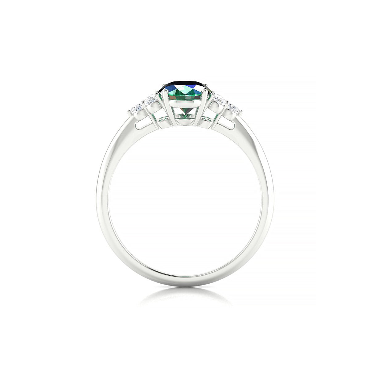 Mirage | 18k White Gold 8 x 6 mm Oval Emerald Ring