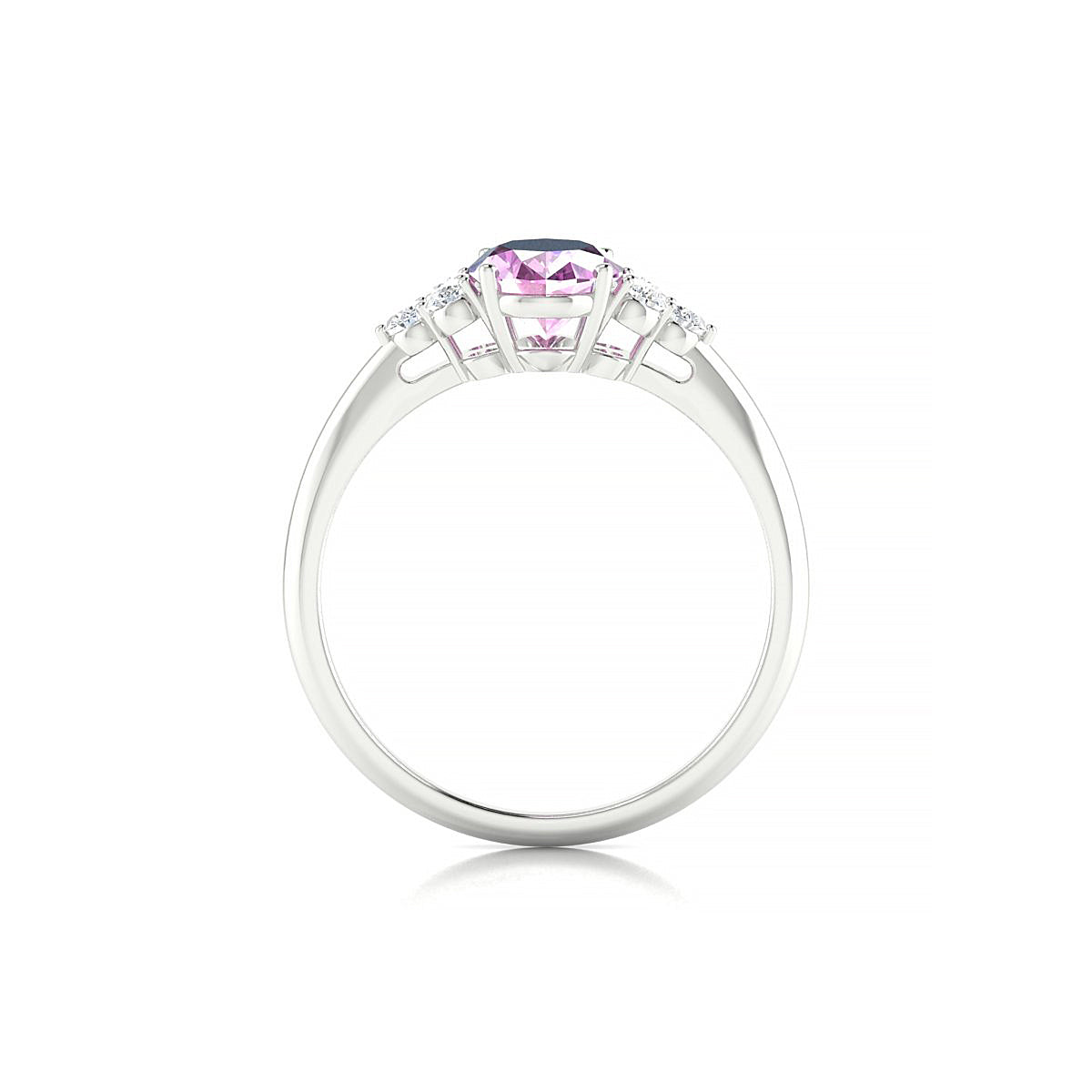 Mirage | 18k White Gold 8 x 6 mm Oval Pink Sapphire Ring