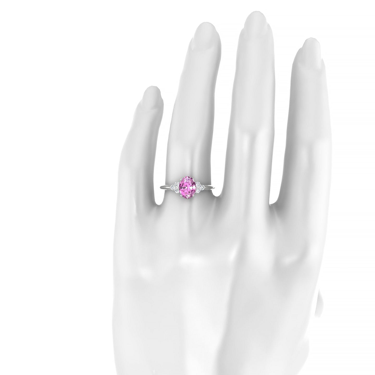 Mirage | 18k White Gold 8 x 6 mm Oval Pink Sapphire Ring