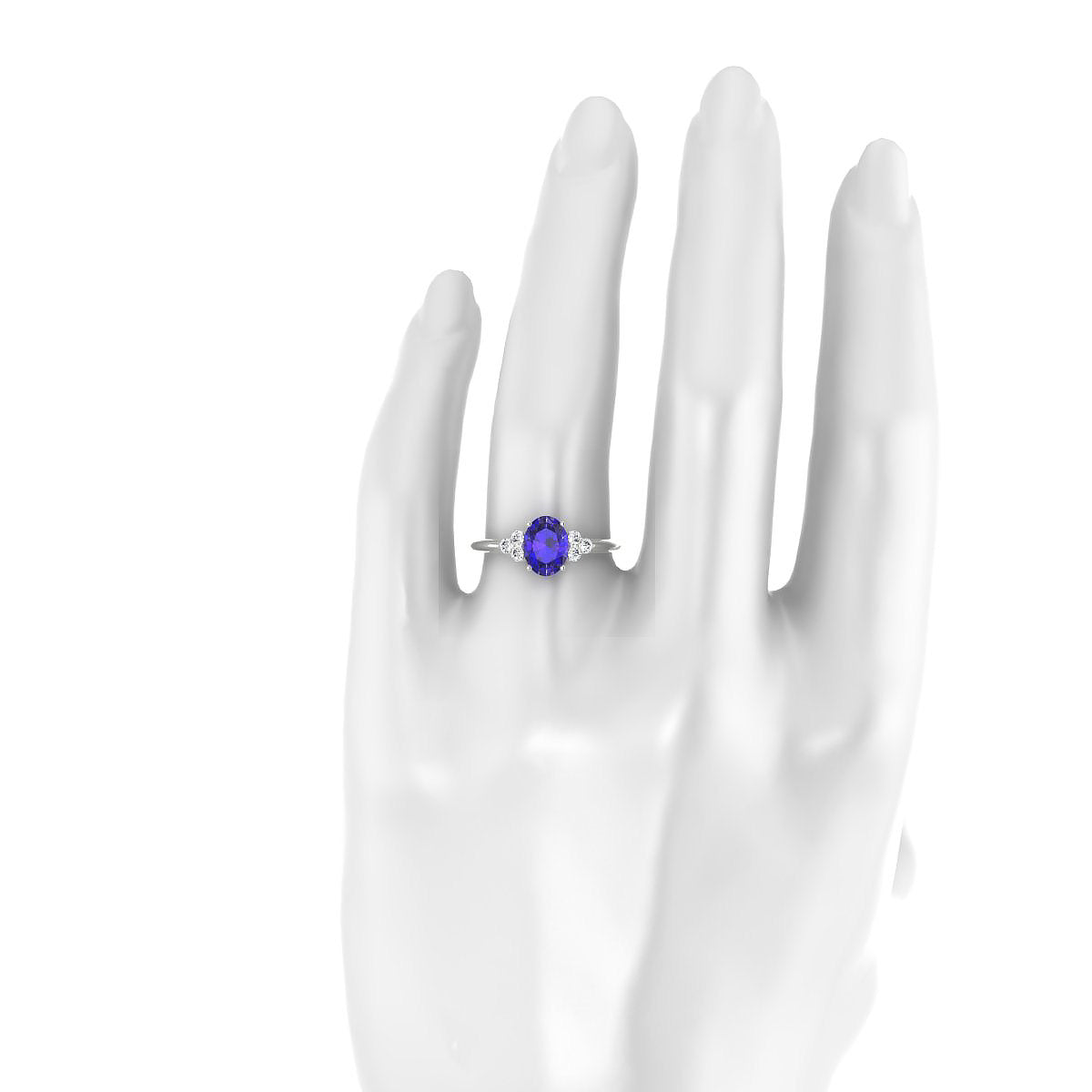 Mirage | 18k White Gold 8 x 6 mm Oval Tanzanite Ring