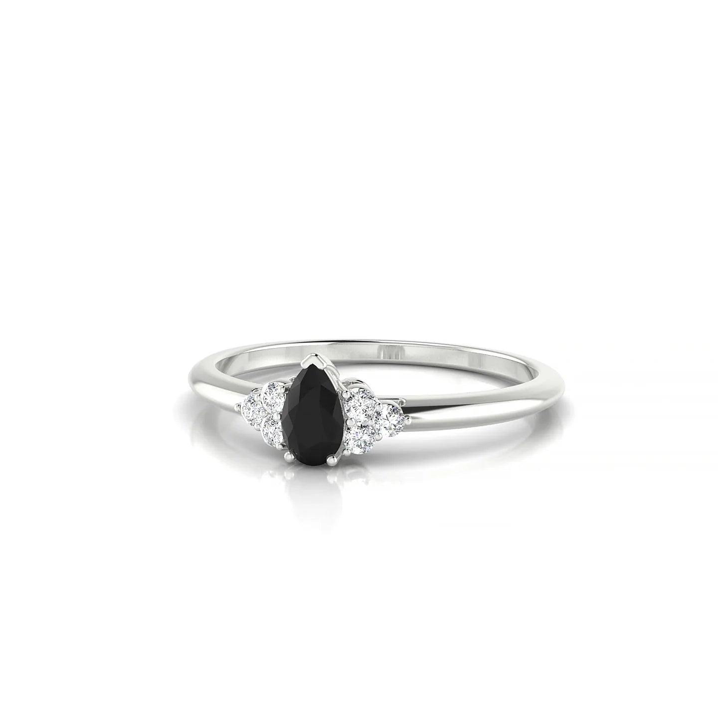Mirage | 18k White Gold 5 x 3 mm Pear Black Diamond Ring