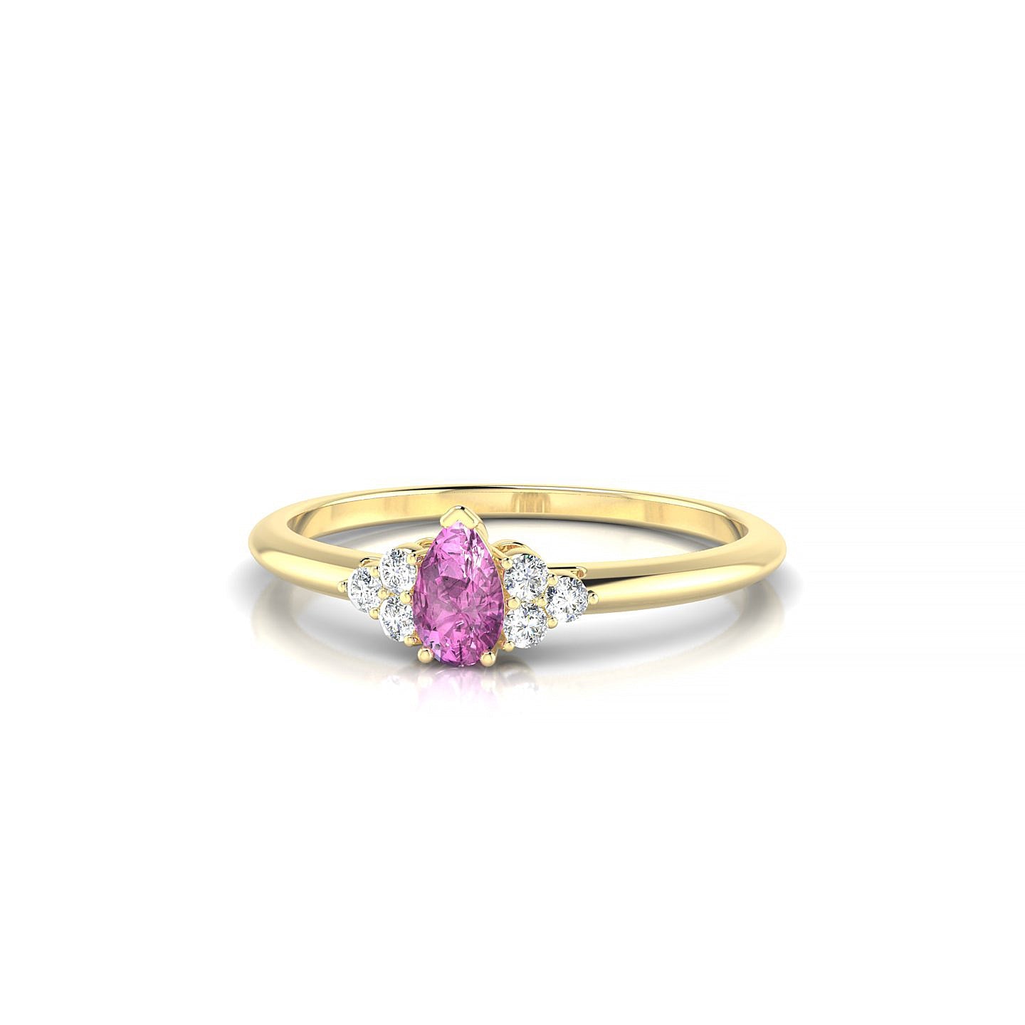 Mirage | 18k Yellow Gold 5 x 3 mm Pear Pink Sapphire Ring