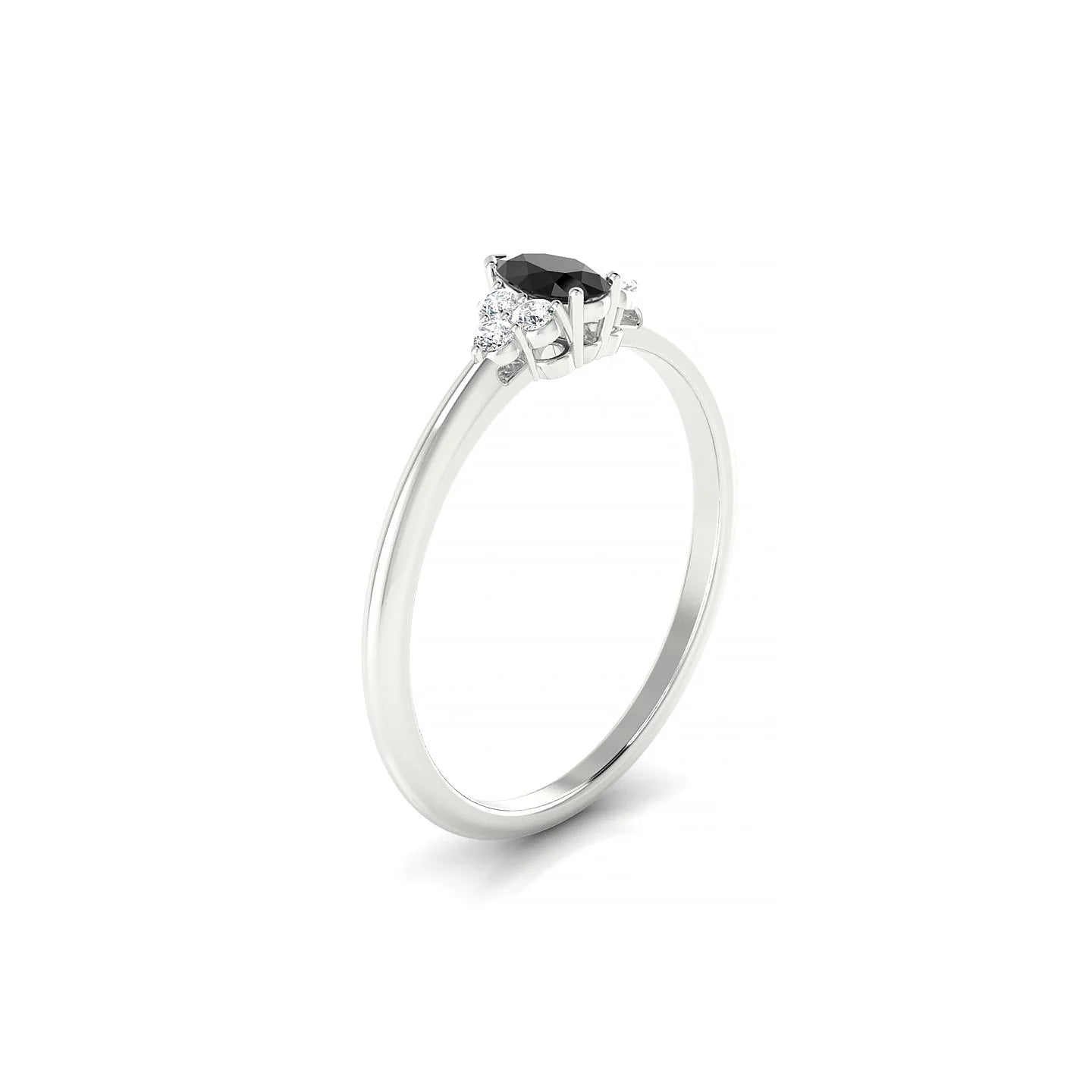 Mirage | 18k White Gold 5 x 3 mm Pear Black Diamond Ring