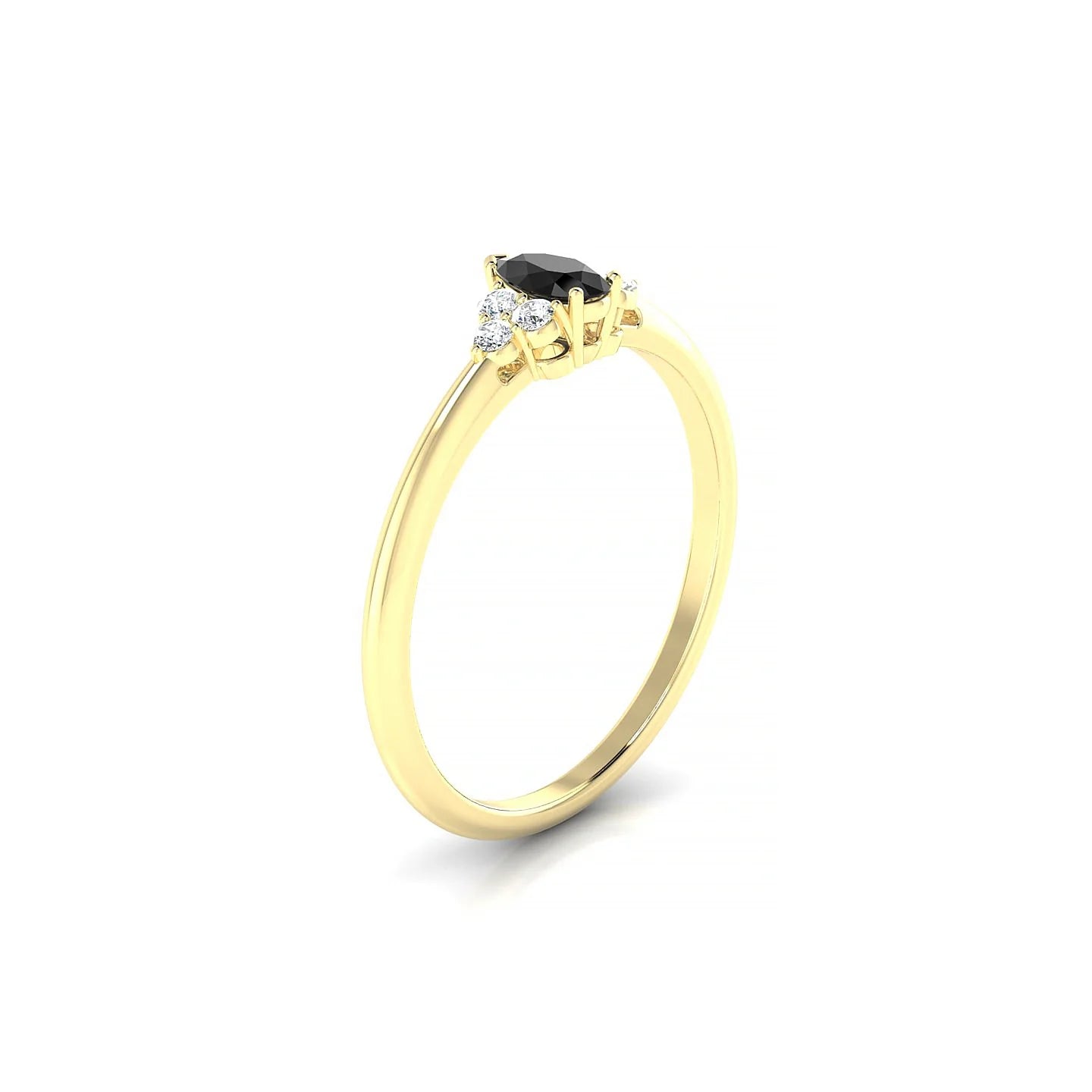 Mirage | 18k Yellow Gold 5 x 3 mm Pear Black Diamond Ring