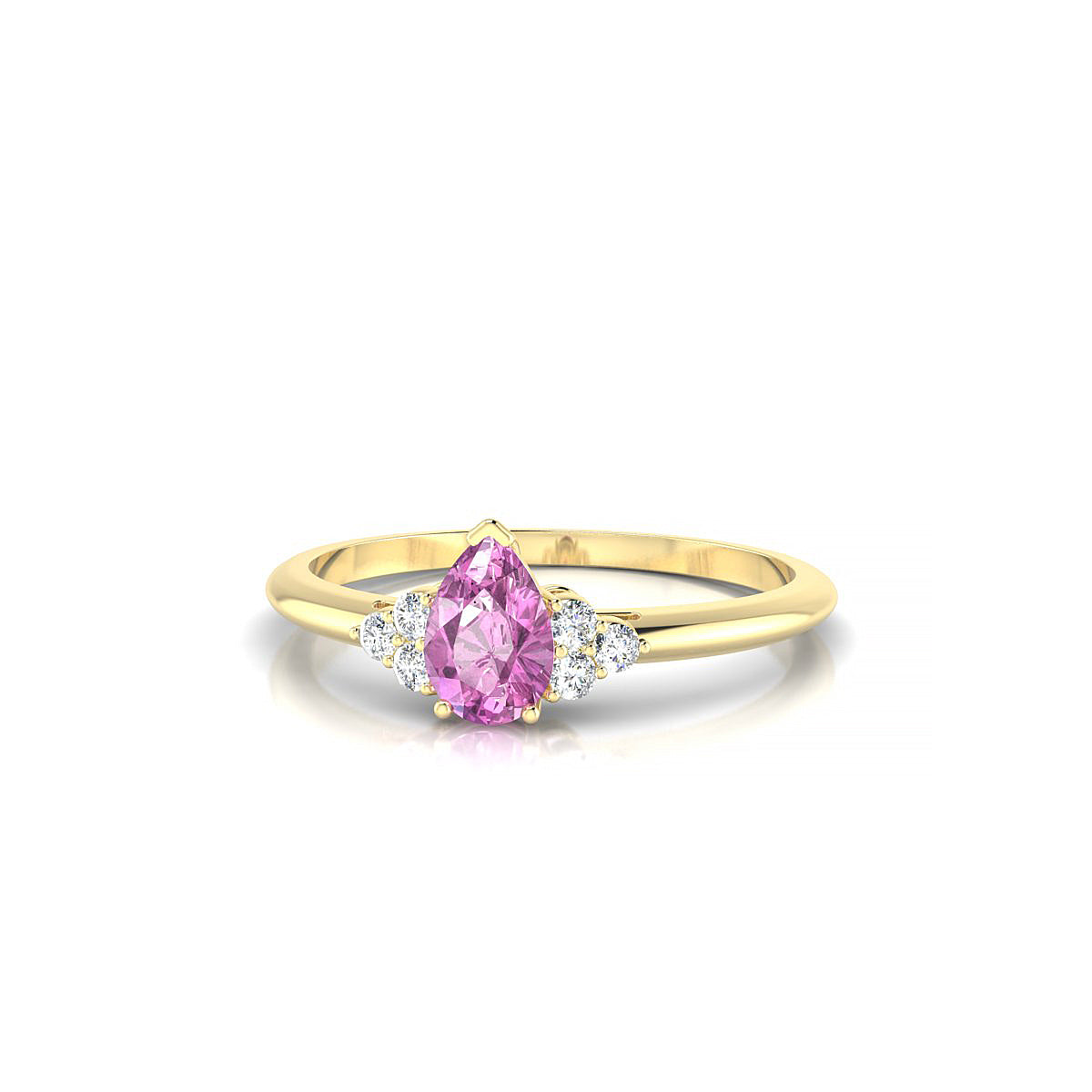 Mirage | 18k Yellow Gold 6 x 4 mm Pear Pink Sapphire Ring