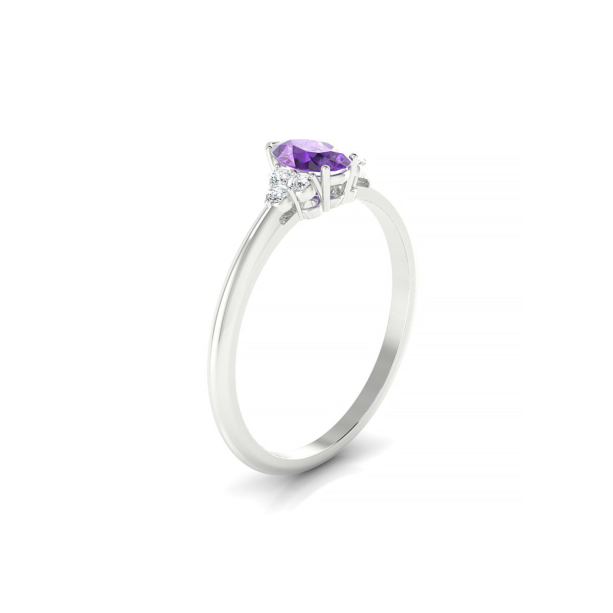 Mirage | 18k White Gold 6 x 4 mm Pear Amethyst Ring