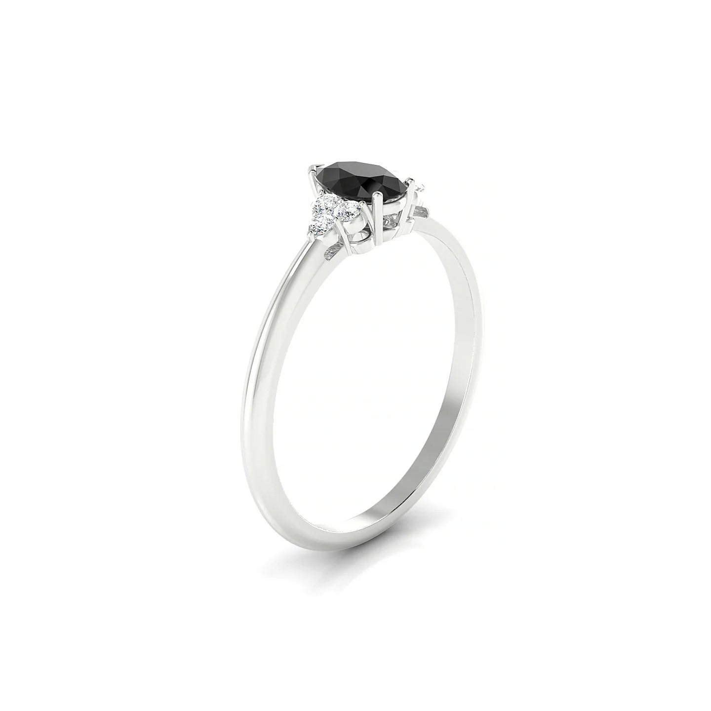 Mirage | 18k White Gold 6 x 4 mm Pear Black Diamond Ring