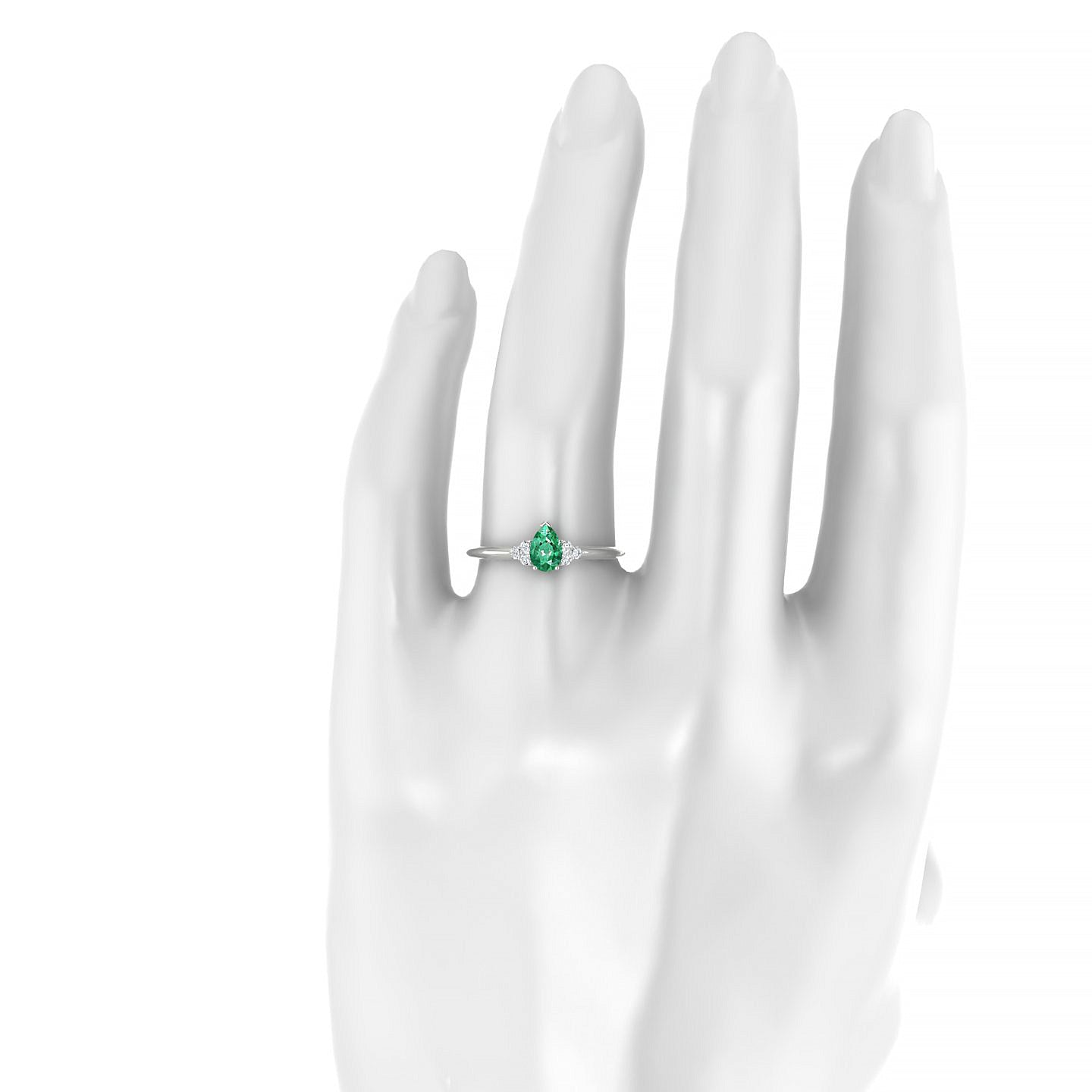 Mirage | 18k White Gold 6 x 4 mm Pear Emerald Ring