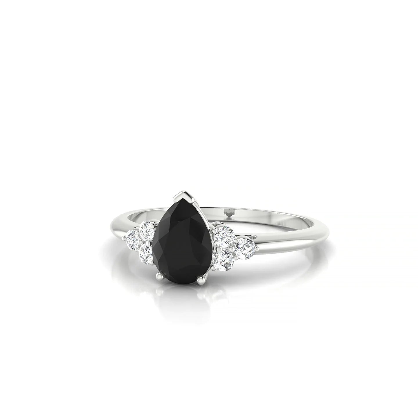 Mirage | 18k White Gold 7 x 5 mm Pear Black Diamond Ring