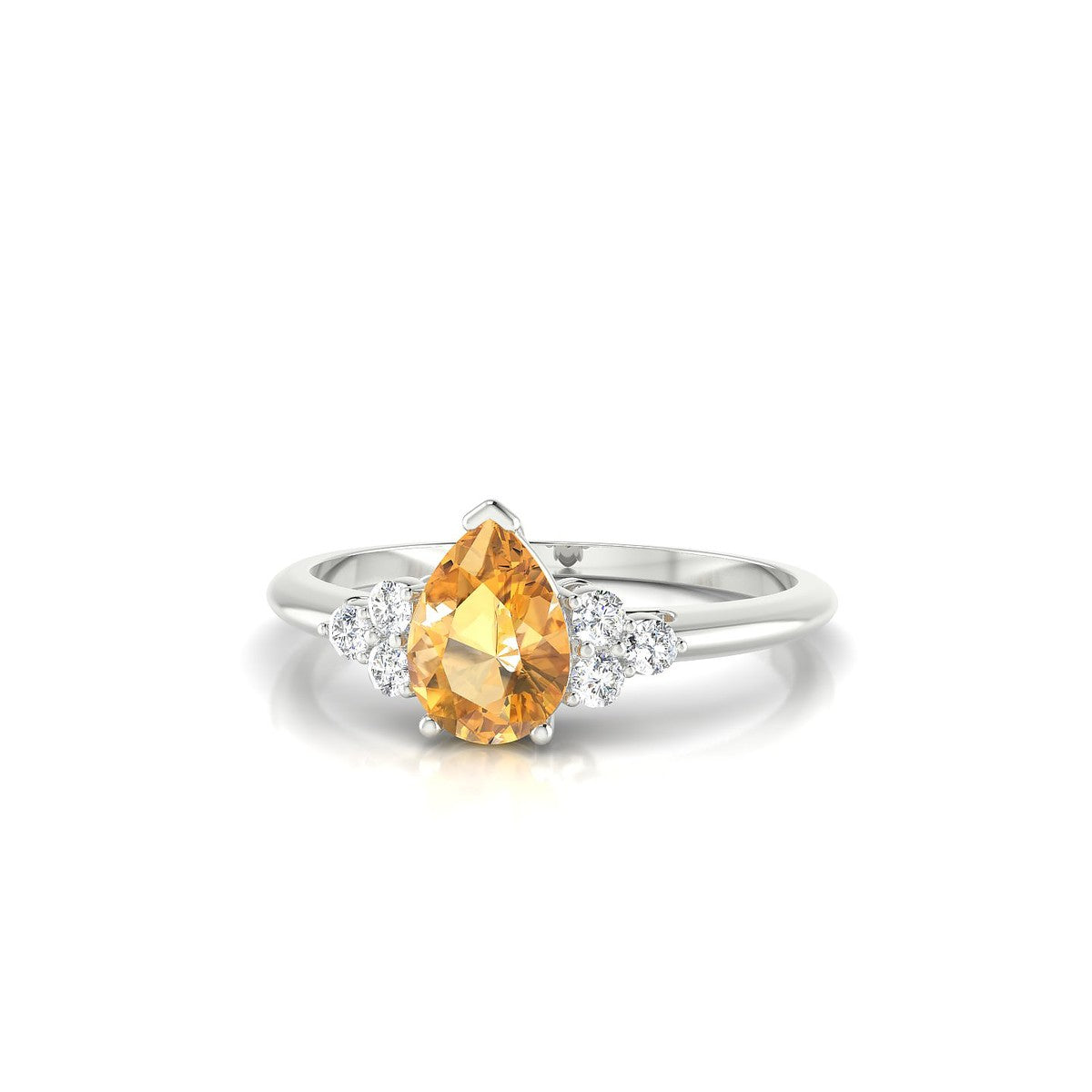 Mirage | 18k White Gold 7 x 5 mm Pear Citrine Ring